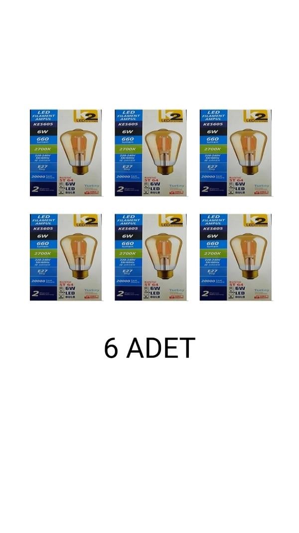 Kes 605 Rustık Led Ampul x 6 Adet