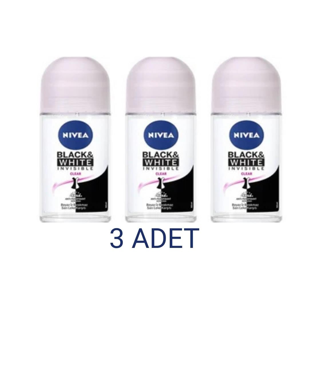 Nivea Black & Whıte Invısıble Clear Kadın Roll On Deodorant 50 Ml x 3 Adet