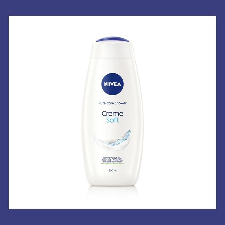 NIVEA BODY CARE - Banyo & Duş Jeli - Nivea Pure Care Soft  - Badem Yağı , C ve E Vitamini İçerikli Nemlendirici Banyo ve Duş Jeli  - 500ML