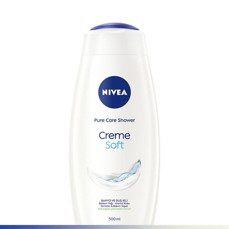 NIVEA BODY CARE - Banyo & Duş Jeli - Nivea Pure Care Soft  - Badem Yağı , C ve E Vitamini İçerikli Nemlendirici Banyo ve Duş Jeli  - 500ML
