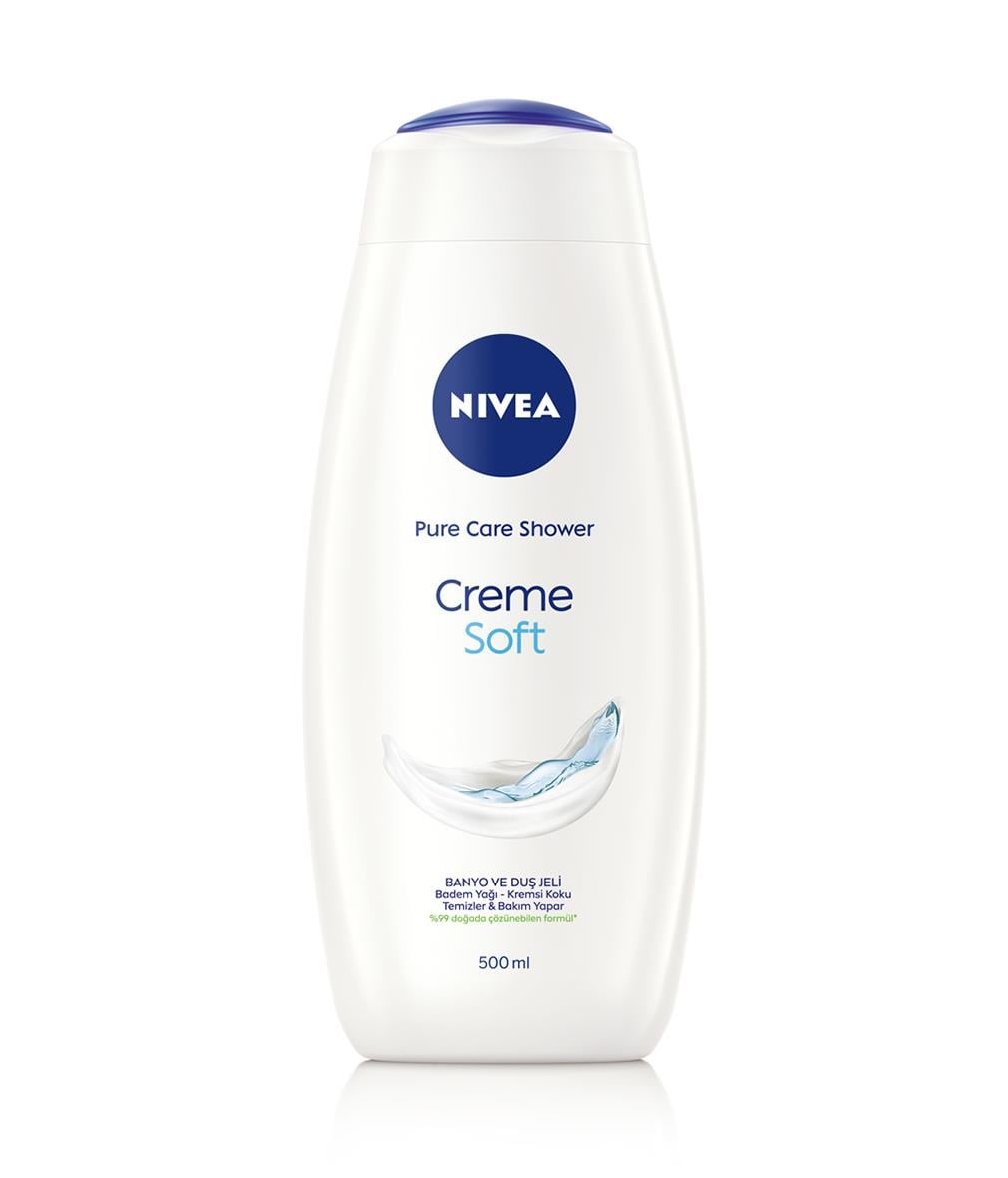 NIVEA BODY CARE - Banyo & Duş Jeli - Nivea Pure Care Soft  - Badem Yağı , C ve E Vitamini İçerikli Nemlendirici Banyo ve Duş Jeli  - 500ML