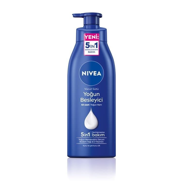 NIVEA BODY - Vücut Bakım - YOĞUN BESLEYİCİ VÜCUT SÜTÜ -  Kuru Cilt Ve Çok Kuru Cilt  İçin Klinik Onaylı Besleyici Yoğun Bakım ve Nemlendirme, 400 ML - 72 Saate Kadar Etkin - Cilt Dostu Badem Yağı ve Saf Hyaluron İçeriği