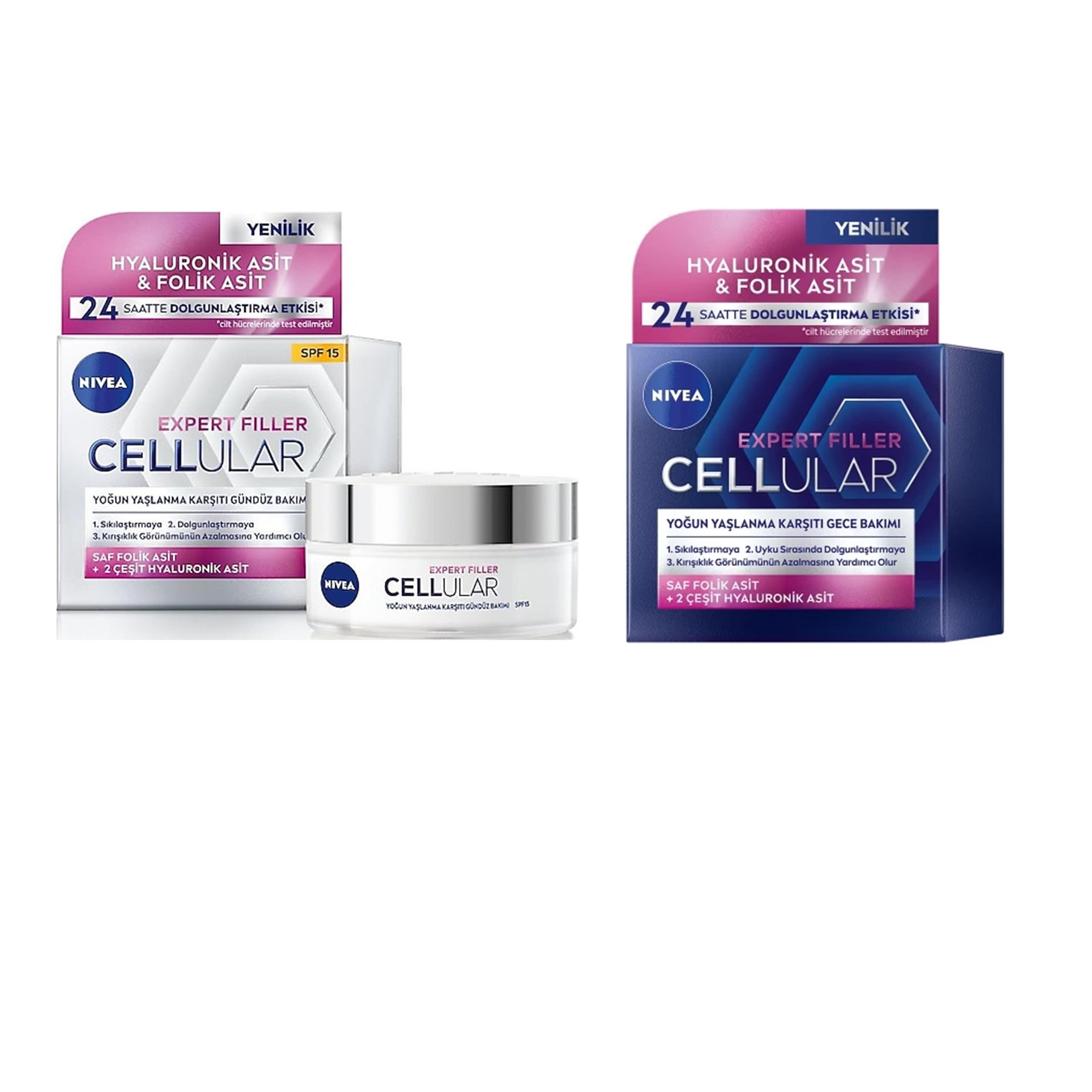 Nivea Cellular Expert Filler Yoğun Yaşlanma Karşıtı Gündüz + Gece Bakım Kremi Seti - 50 Ml