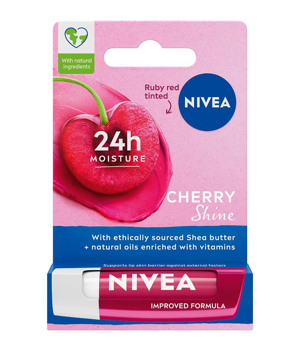 NIVEA - Dudak Bakımı - Kiraz - Ruby Red - Dudak Bakım Kremi - Doğal Yağlar  ve Shea Yağı ile Zenginleştirilmiş Geliştirimiş Formül - Ruby Kırmızı Renkli- 4.8g - 24 Saat Nemlendirme 