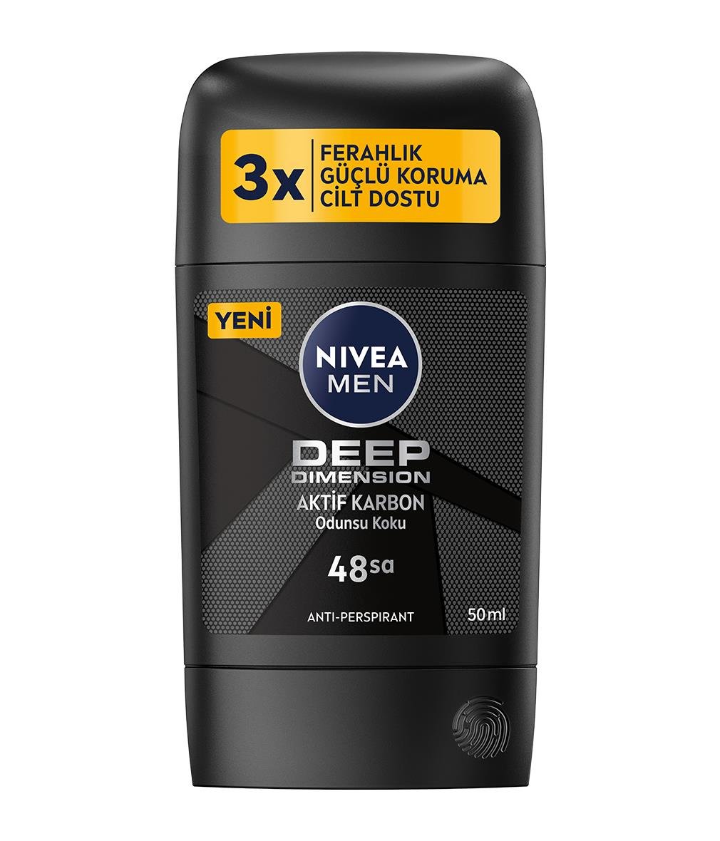 NIVEA Men - Erkek Deodorant - Deep Dimension Stick Erkek Deodorant 50 ML - Maksimum Teknoloji, Terlemeye Karşı 72 Saate Kadar Koruma