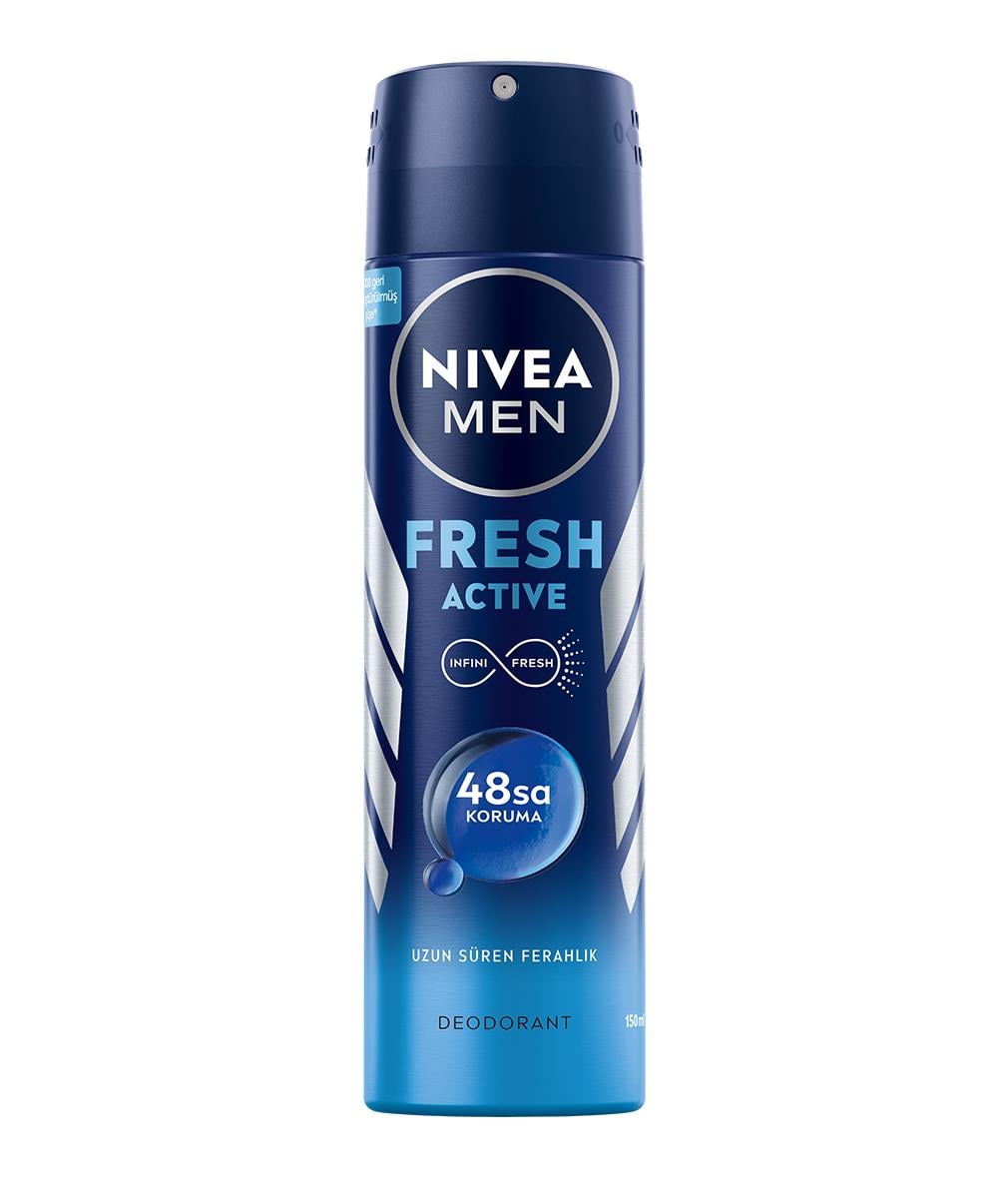 NIVEA Men - Erkek Deodorant -FRESH ACTIVE Erkek Sprey Deodorant 150 ML - 48 Saate Kadar Terlemeye Karşı Etkin Ferah Koruma