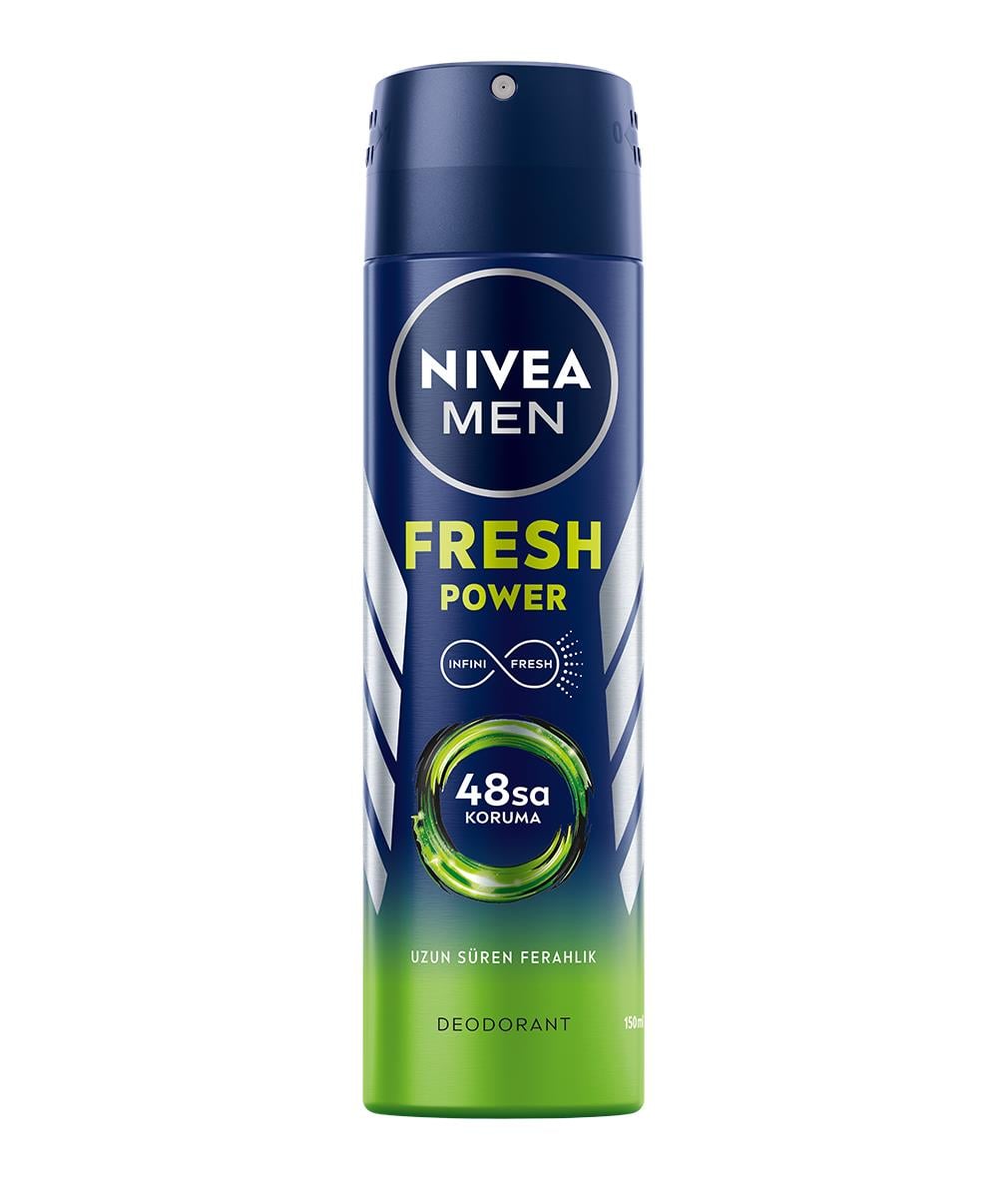 NIVEA Men - Erkek Deodorant - Fresh Power Sprey Erkek Deodorant 150 ML - 48 Saate Kadar Etkili Hızlı Koruyan Anti - Persprirant 