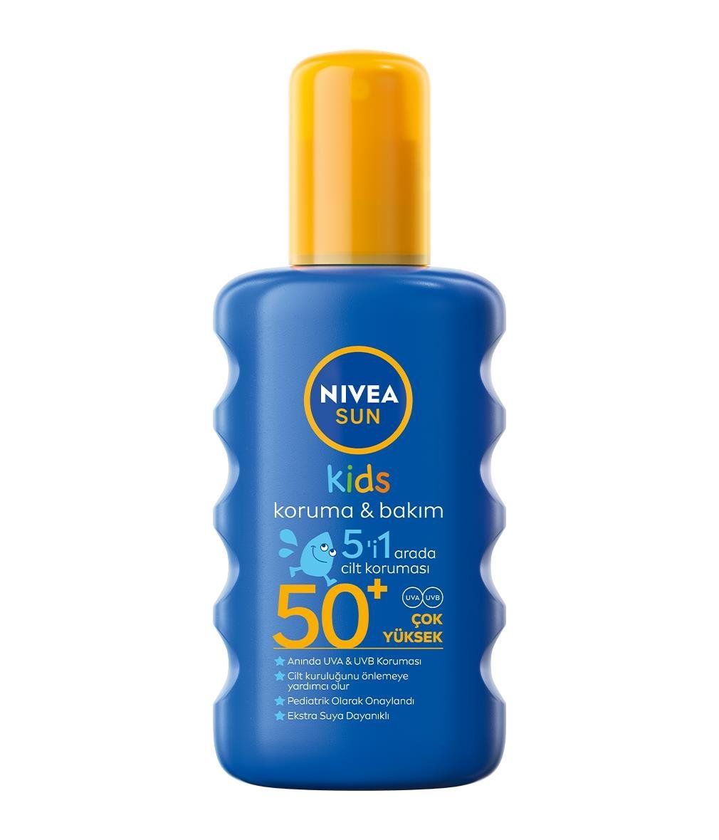 NIVEA SUN -  Güneş Koruyucu Seri - Nivea Oyun & Suya Dayanıklı Renkli Çocuk Güneş Spreyi - Yüksek uVa /uVb Filtresi - Güneş Koruma Faktörü - SPF 50+; 200 ML