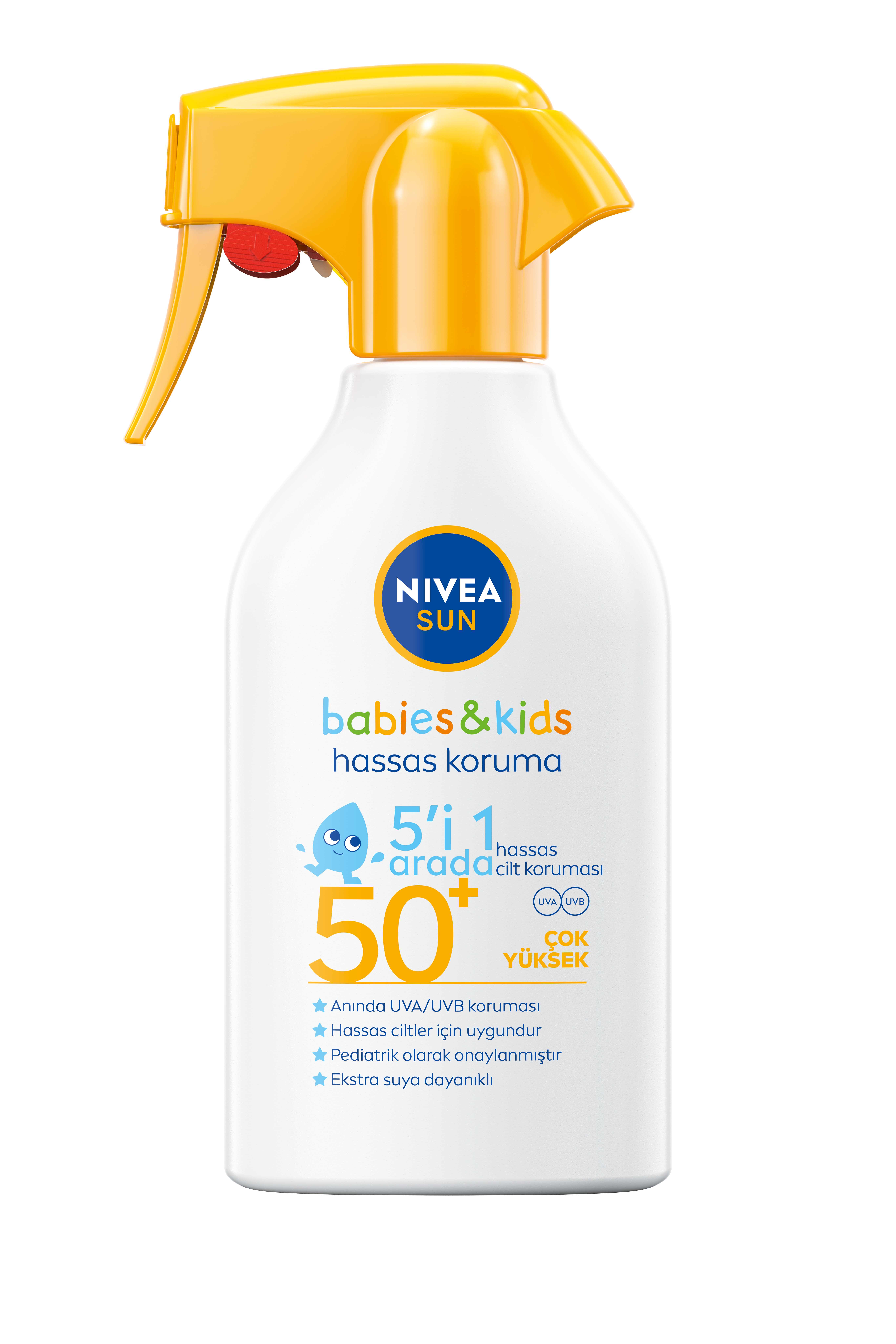NIVEA SUN -  Güneş Koruyucu Seri - Nivea5 i 1 Arada Bebek ve Çocuklar İçin Hassas & Ekstra Suya Dayanıklı Güneş Spreyi - Yüksek uVa /uVb Filtresi - Güneş Koruma Faktörü - SPF 50+; 270 ML
