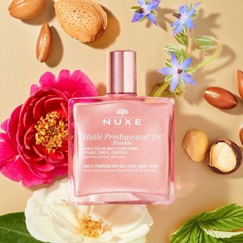 NUXE Paris - OR - FLORALE PEMBE PARILTILI ÇİÇEKSİ Çok Amaçlı  Kuru Bakım Yağı 50ML