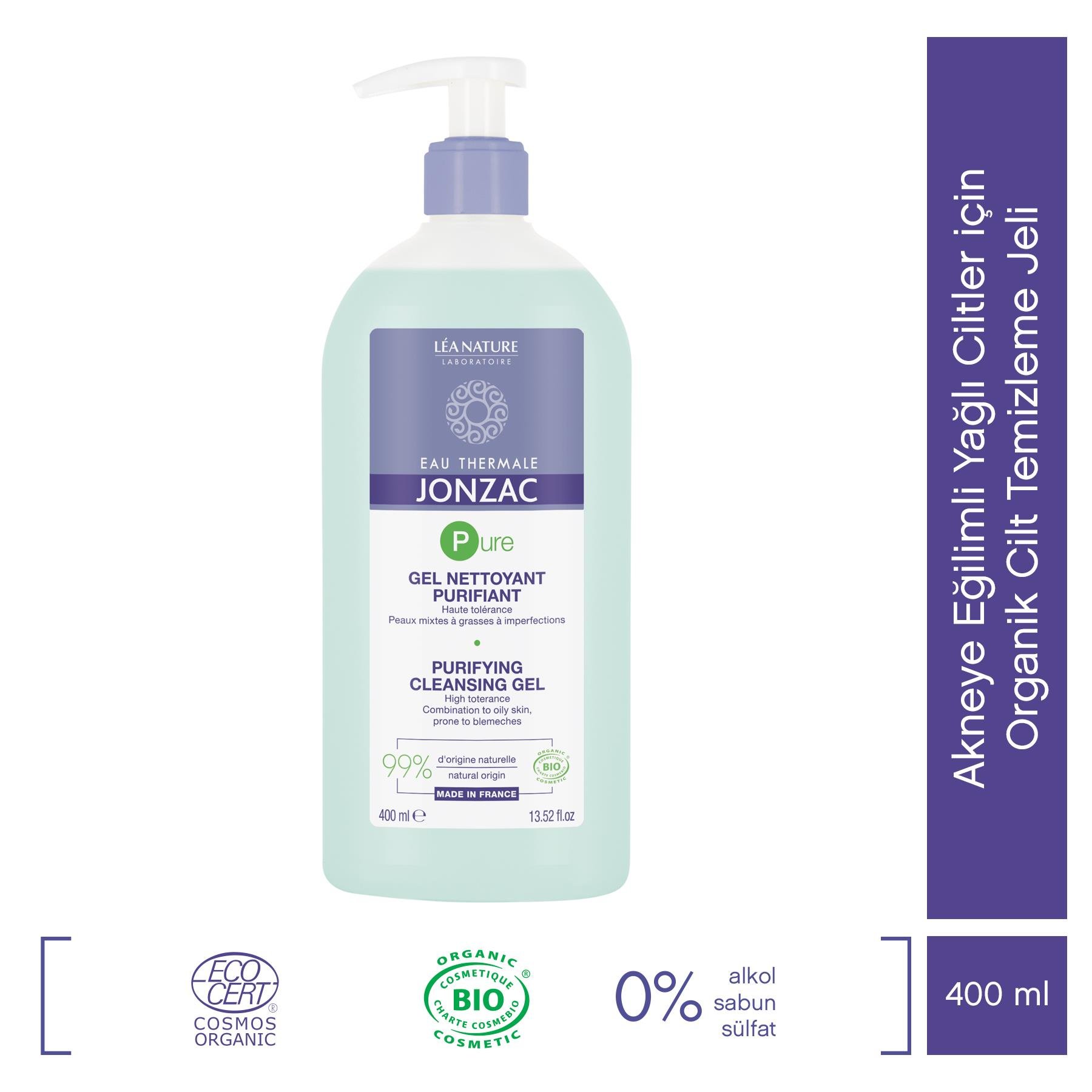 Pure Akneye Eğilimli Yağlı Ciltler için Organik Cilt Temizleme Jeli 400ml