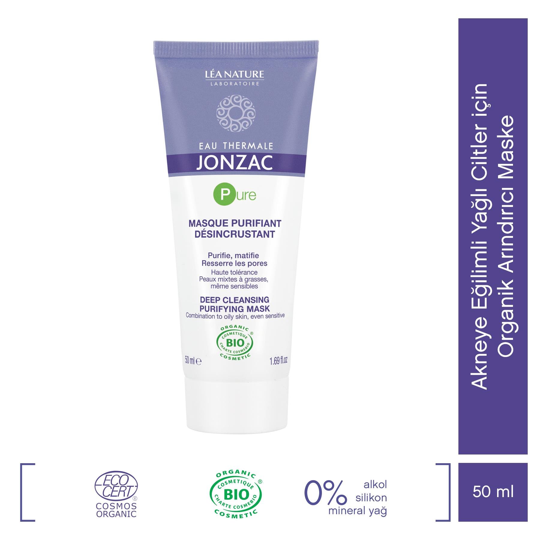 Pure Akneye Eğilimli Yağlı Ciltler için Organik Arındırıcı Maske 50ml