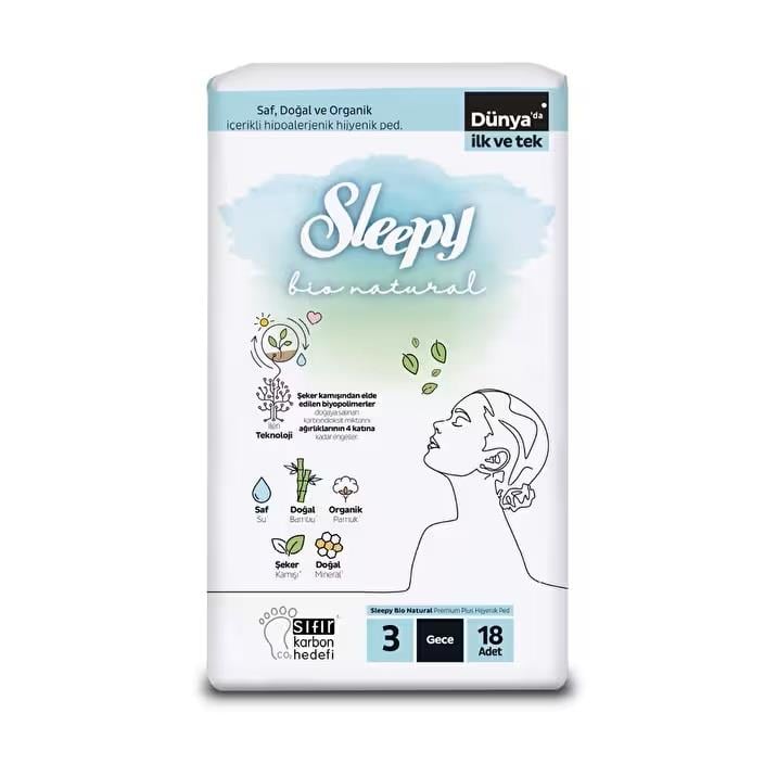 Sleepy Bio Natural Gece Ped No:3 18'Lİ