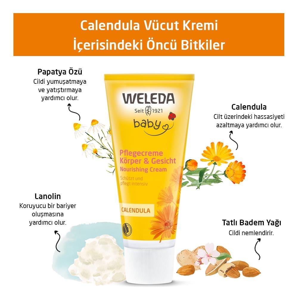 Weleda Calendula Organik Nemlendirici Vücut Kremi 75ml 