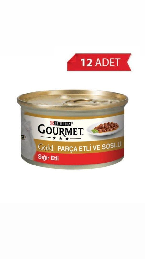  Gourmet Gold Soslu Parça Sığır Etli Kedi Konservesi 85gr (12 adet)