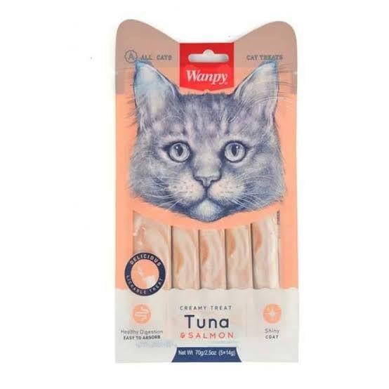 Wanpy Ton Balıklı ve Somonlu 5x14 gr Krema Kedi Ödül Maması