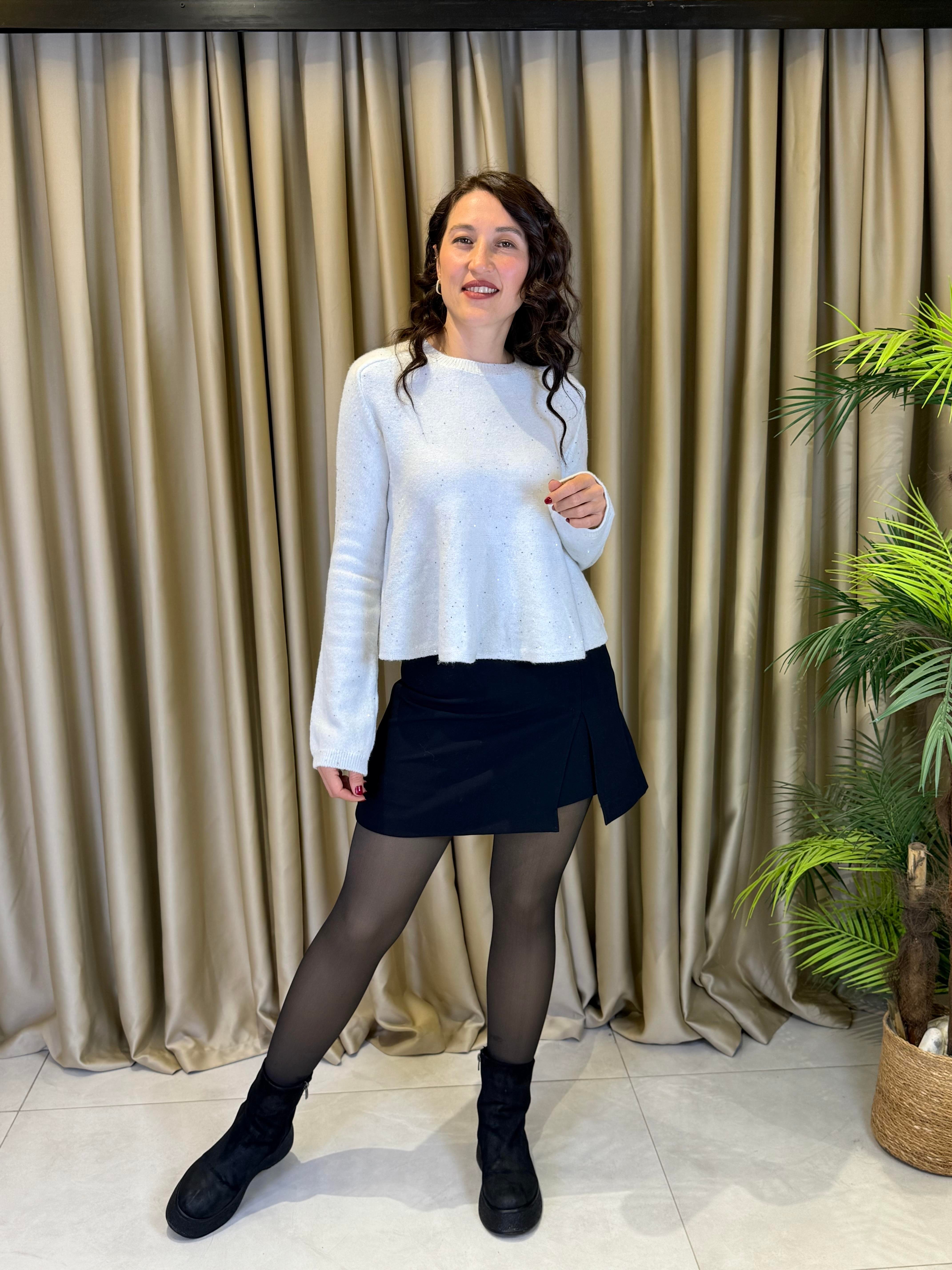 DİLVİN 10832 PEPLUM PULLU SİMLİ TRİKO KAZAK