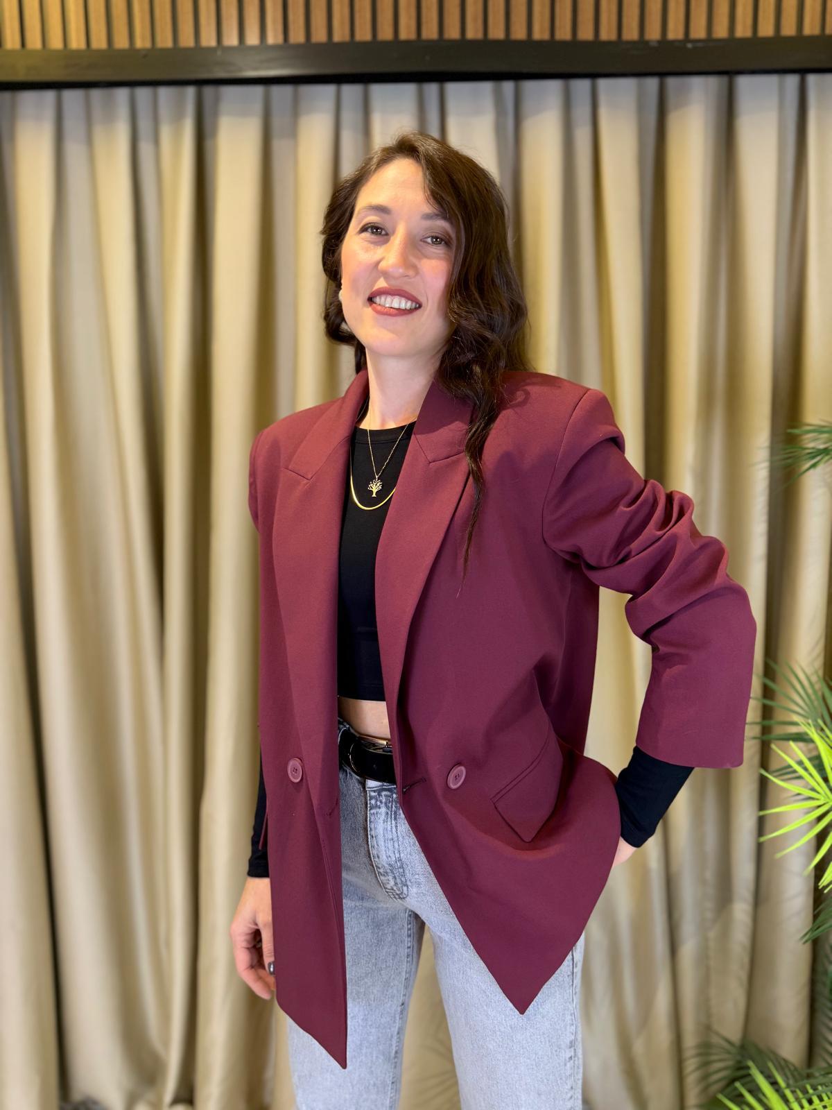 DİLVİN 60759 OVERSİZE BLAZER BORDO CEKET