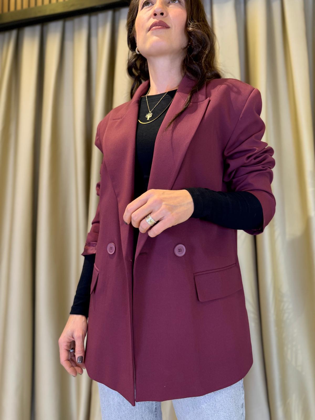 DİLVİN 60759 OVERSİZE BLAZER BORDO CEKET