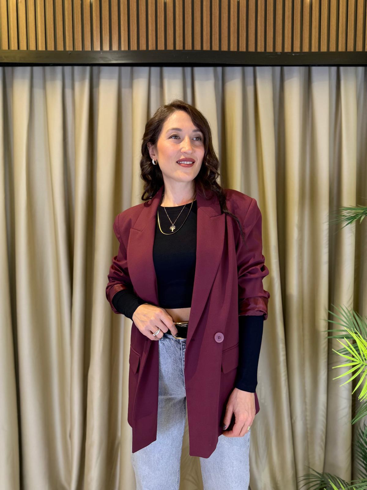DİLVİN 60759 OVERSİZE BLAZER BORDO CEKET