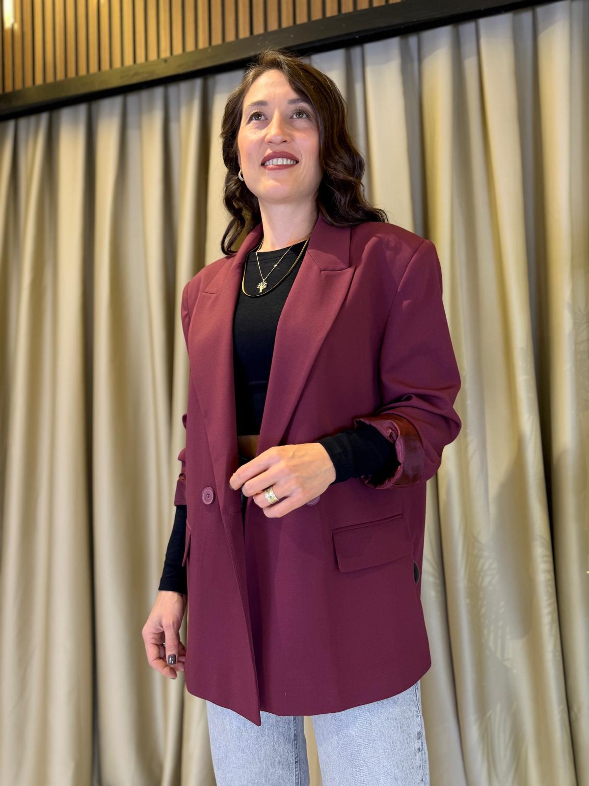 DİLVİN 60759 OVERSİZE BLAZER BORDO CEKET