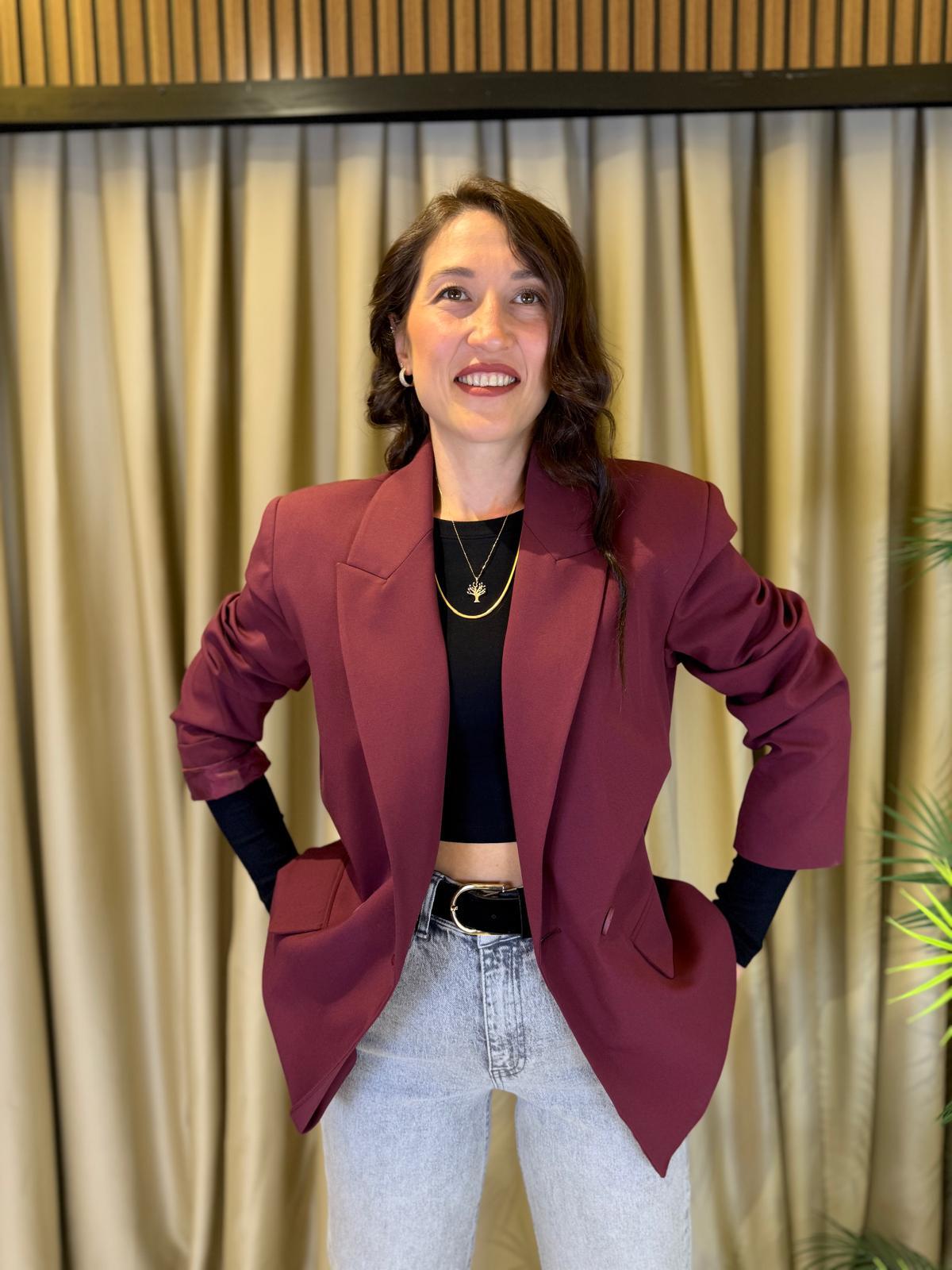 DİLVİN 60759 OVERSİZE BLAZER BORDO CEKET