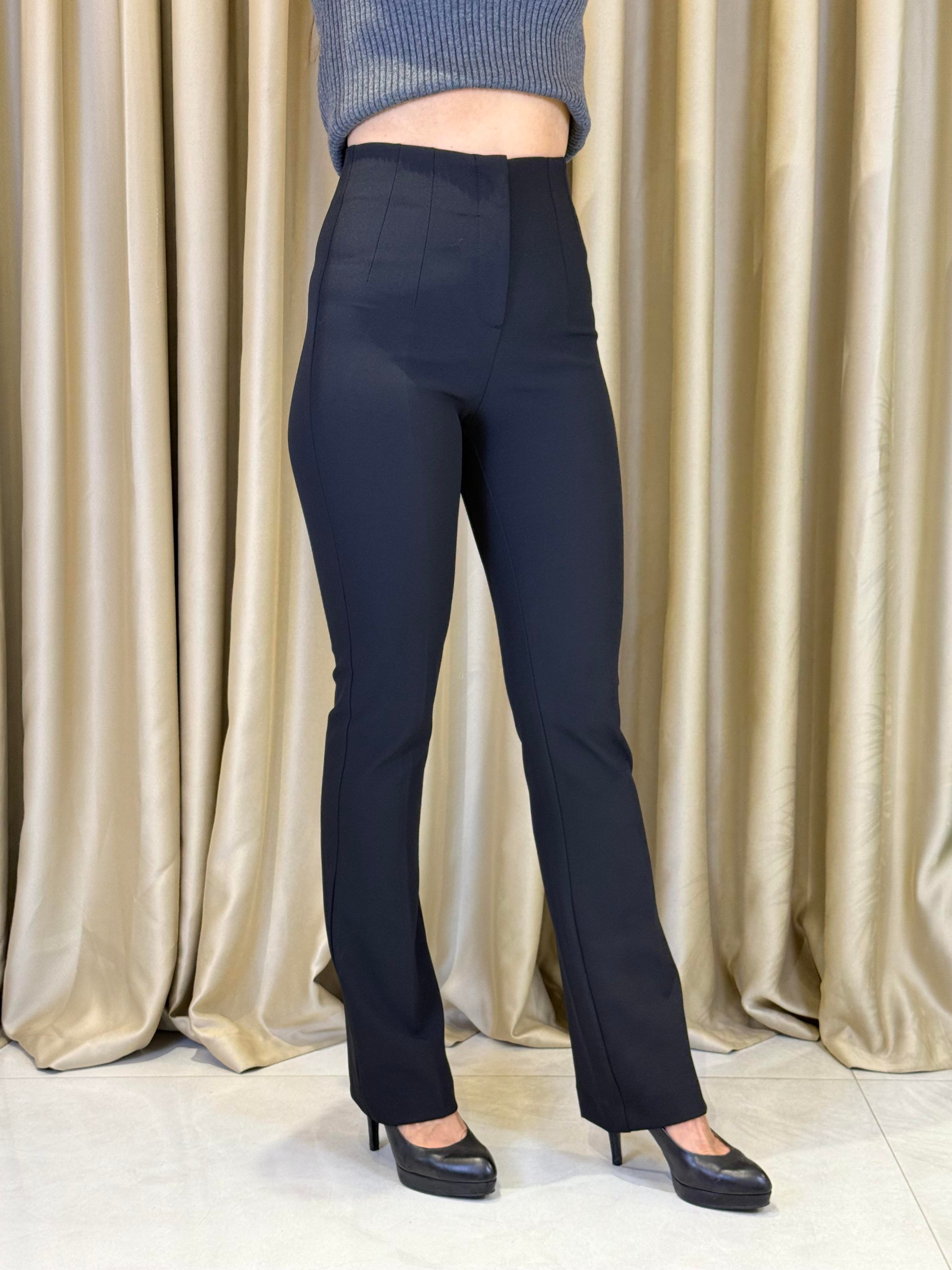 DİLVİN 72161 PENSLİ İSPANYOL PAÇA SİYAH KUMAŞ PANTOLON
