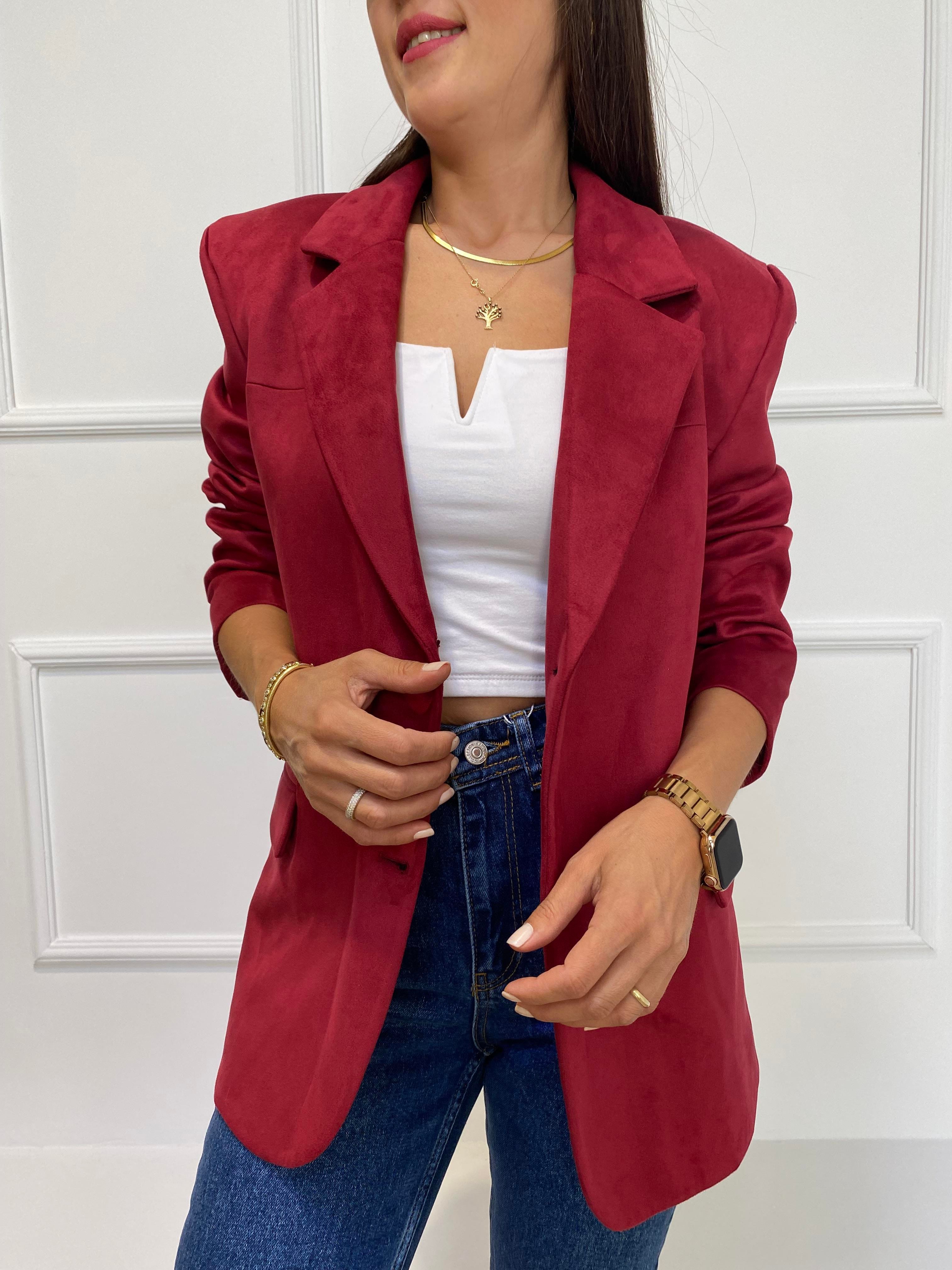 NUNRBEG BORDO SÜET BLAZER CEKET