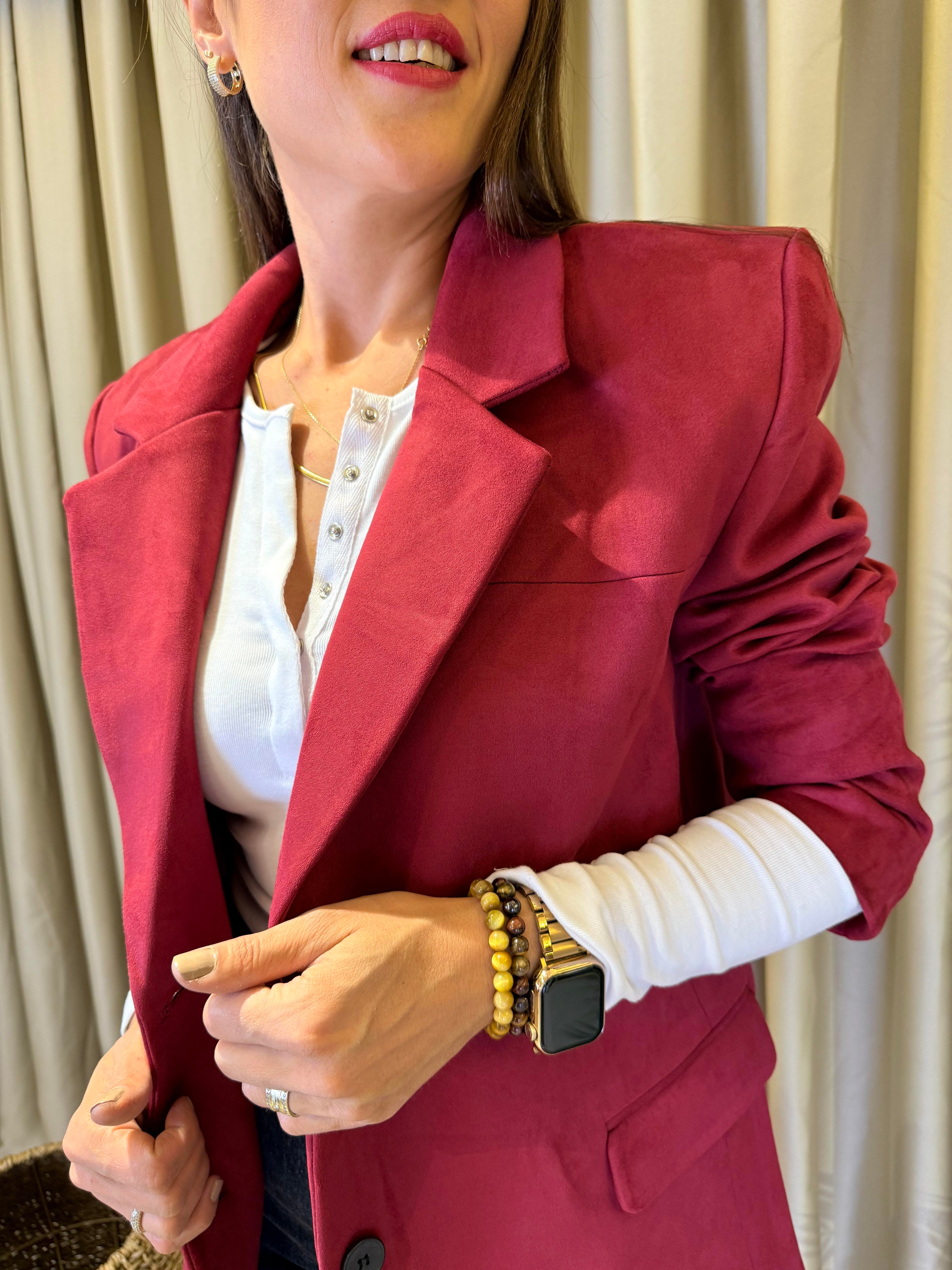 NUNRBEG BORDO SÜET BLAZER CEKET
