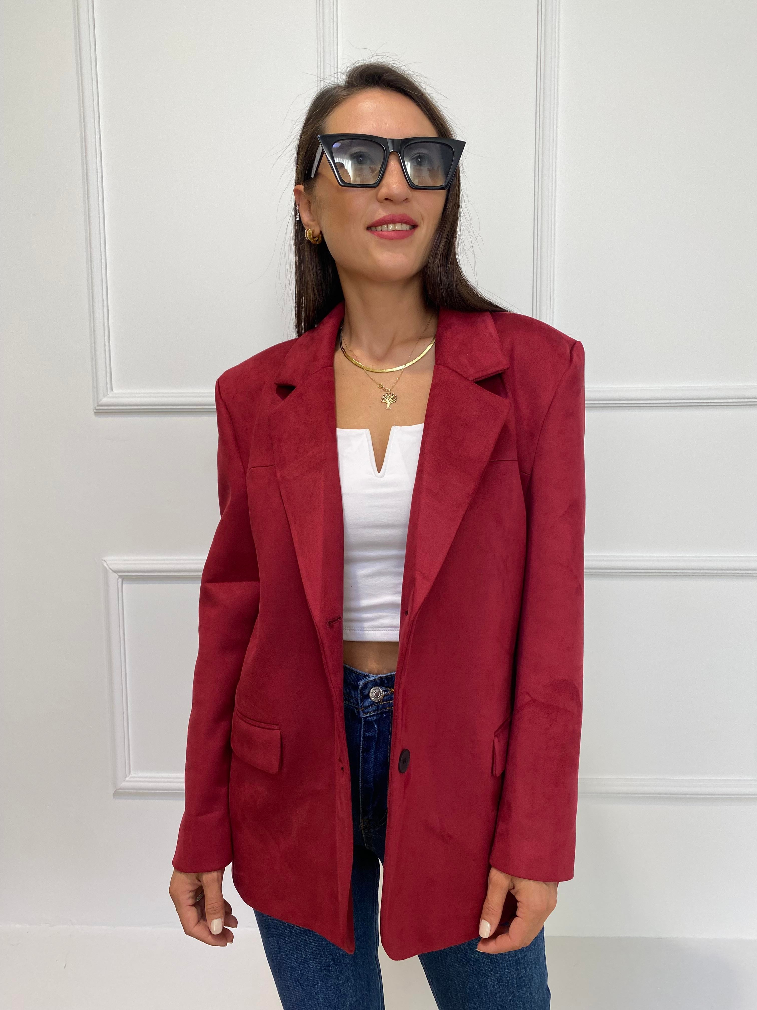 NUNRBEG BORDO SÜET BLAZER CEKET