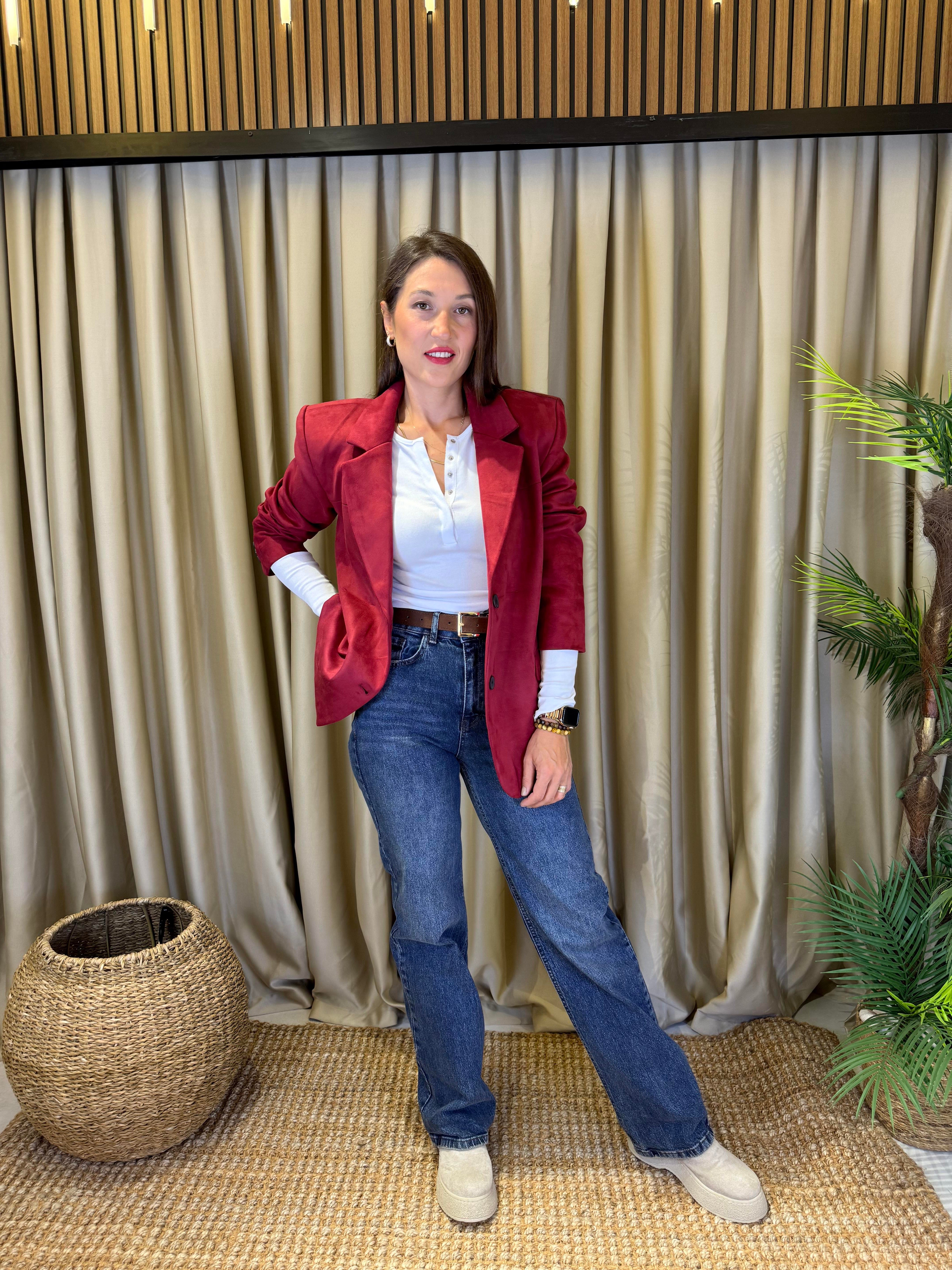 NUNRBEG BORDO SÜET BLAZER CEKET