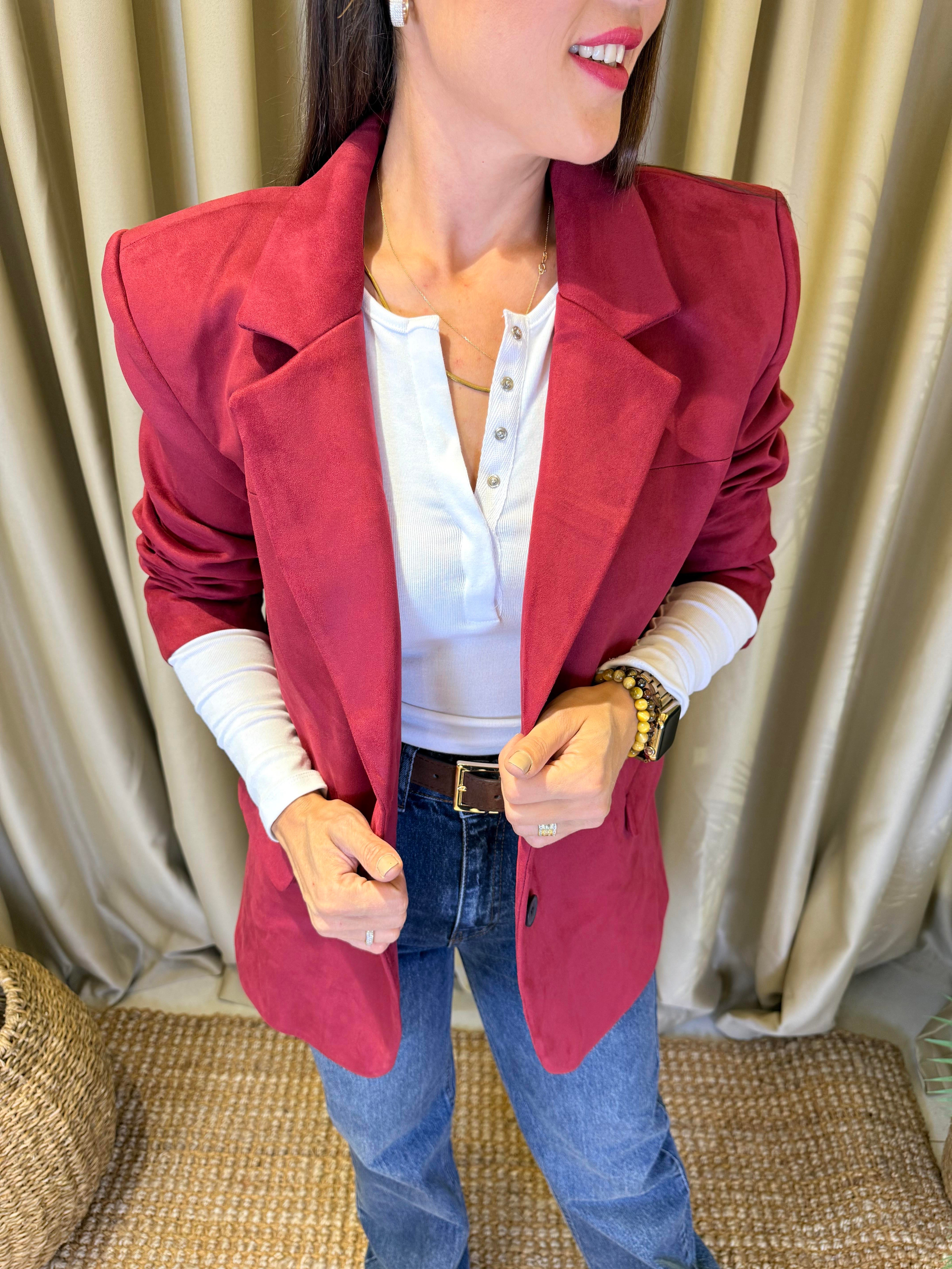 NUNRBEG BORDO SÜET BLAZER CEKET