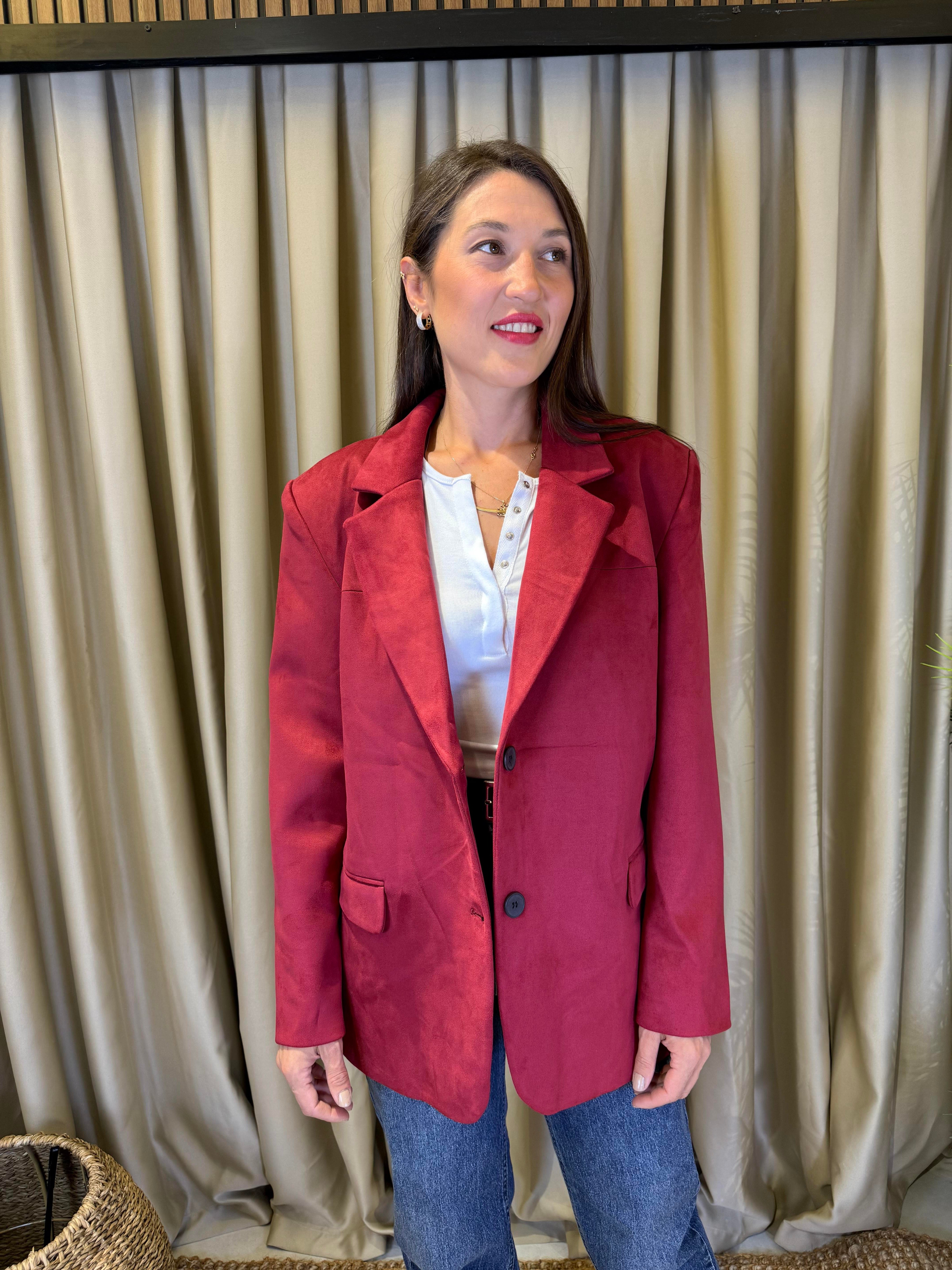NUNRBEG BORDO SÜET BLAZER CEKET