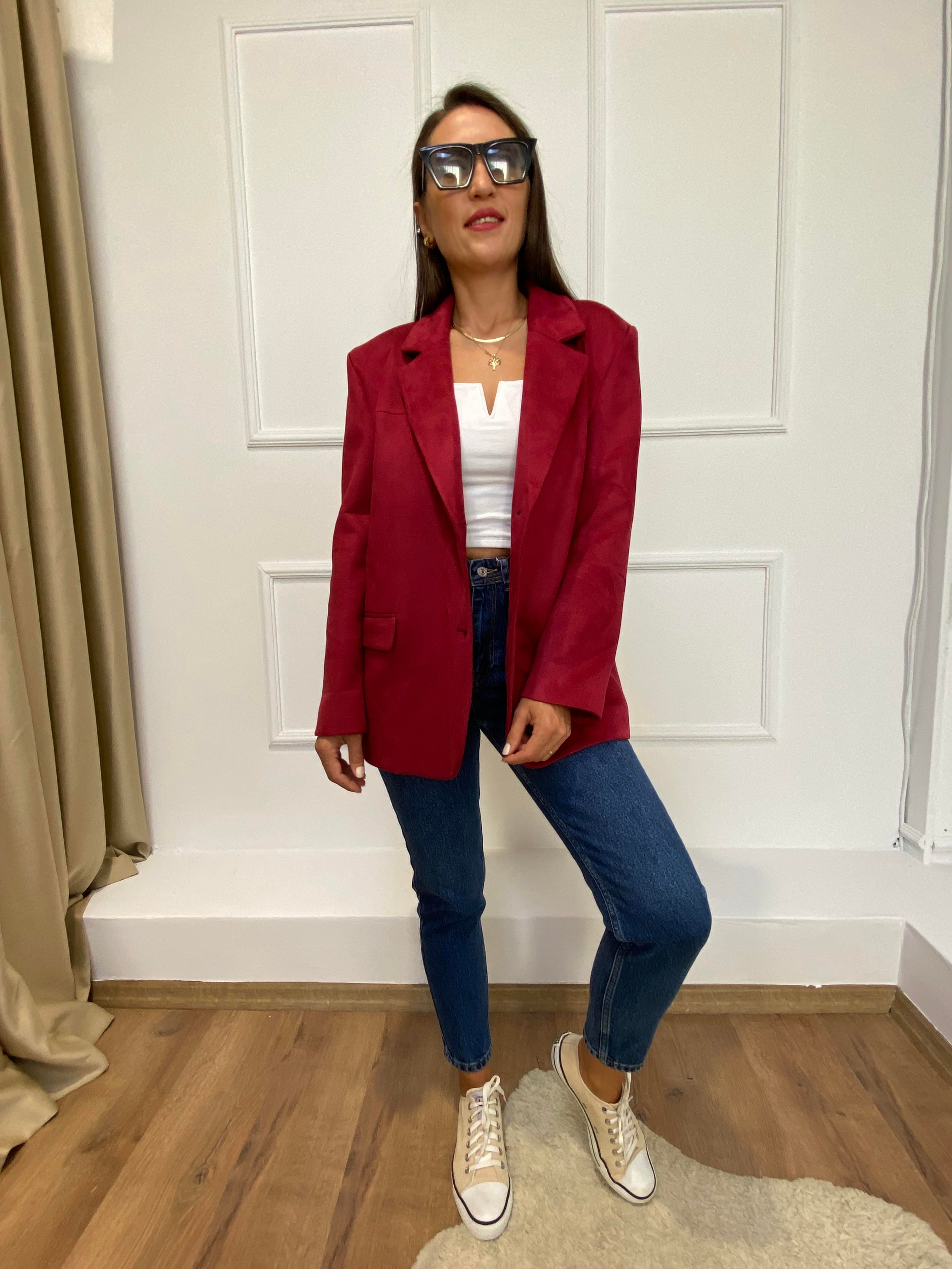 NUNRBEG BORDO SÜET BLAZER CEKET