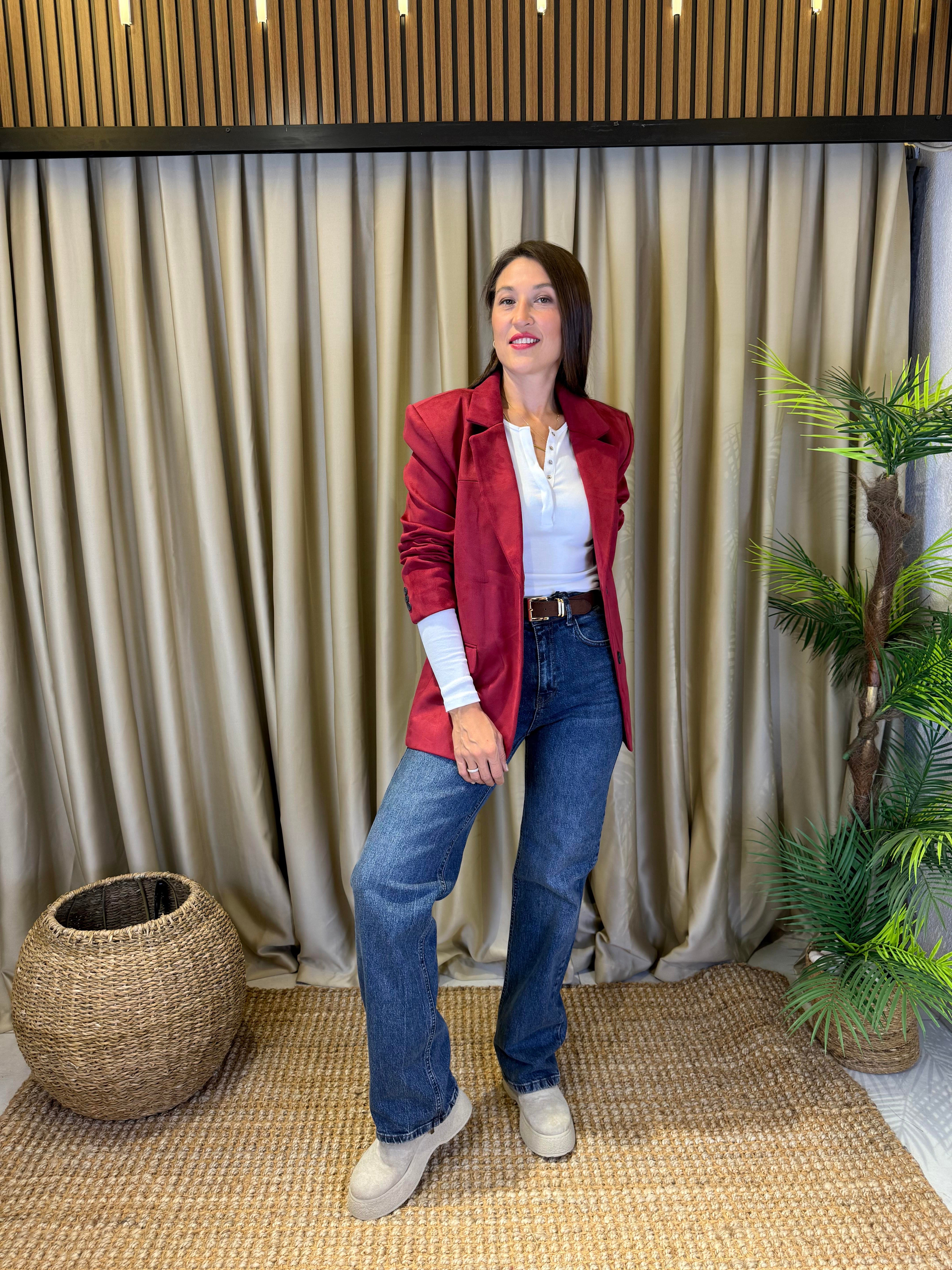 NUNRBEG BORDO SÜET BLAZER CEKET