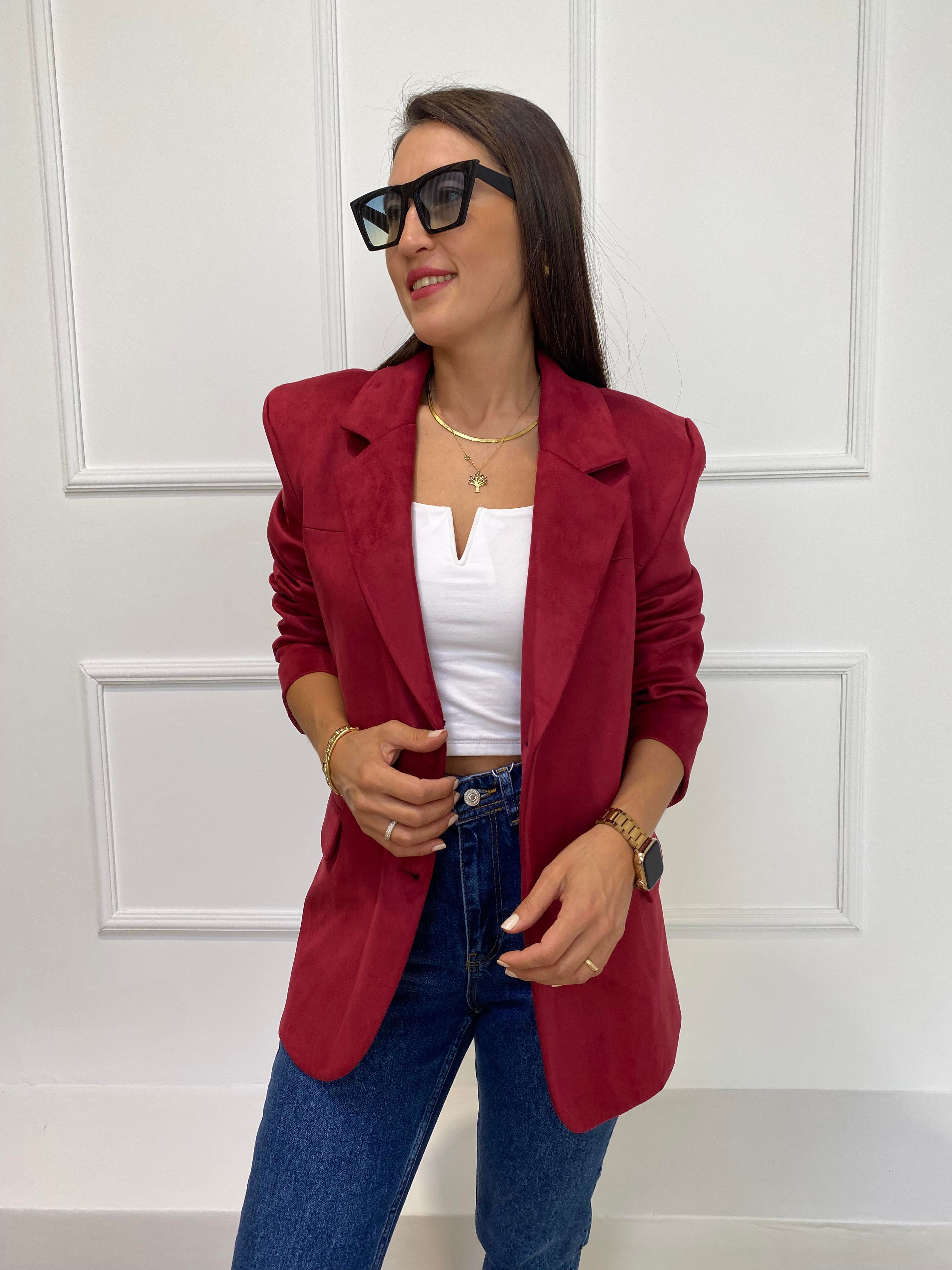 NUNRBEG BORDO SÜET BLAZER CEKET