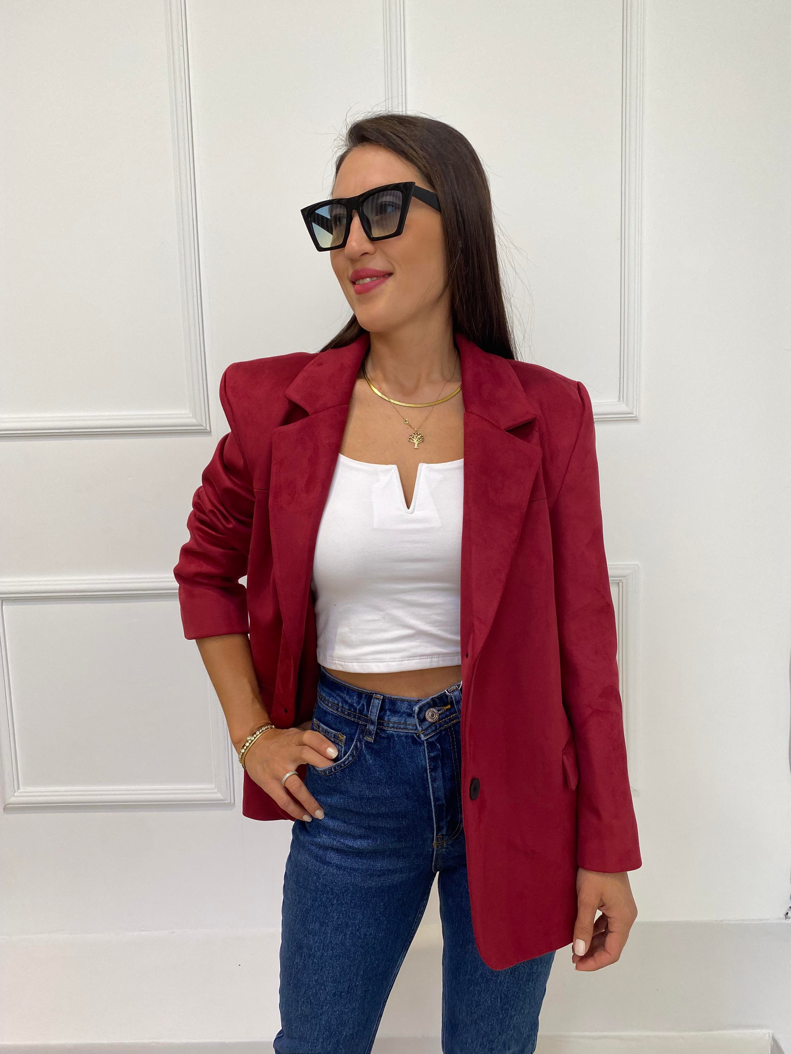 NUNRBEG BORDO SÜET BLAZER CEKET