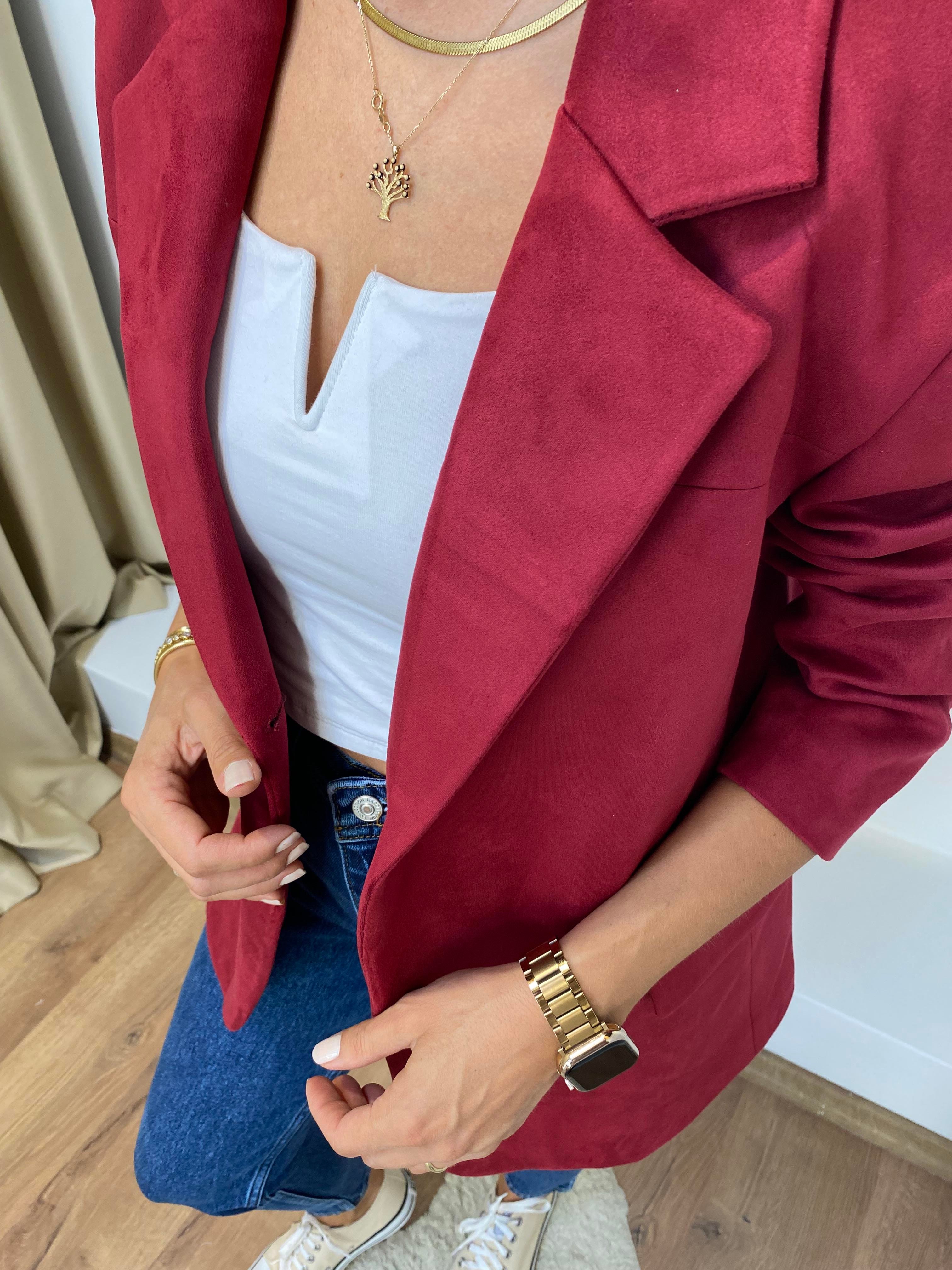 NUNRBEG BORDO SÜET BLAZER CEKET