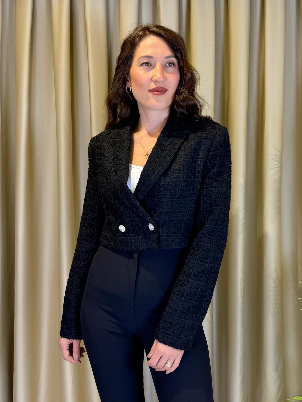 SİYAH CROP BLAZER CEKET