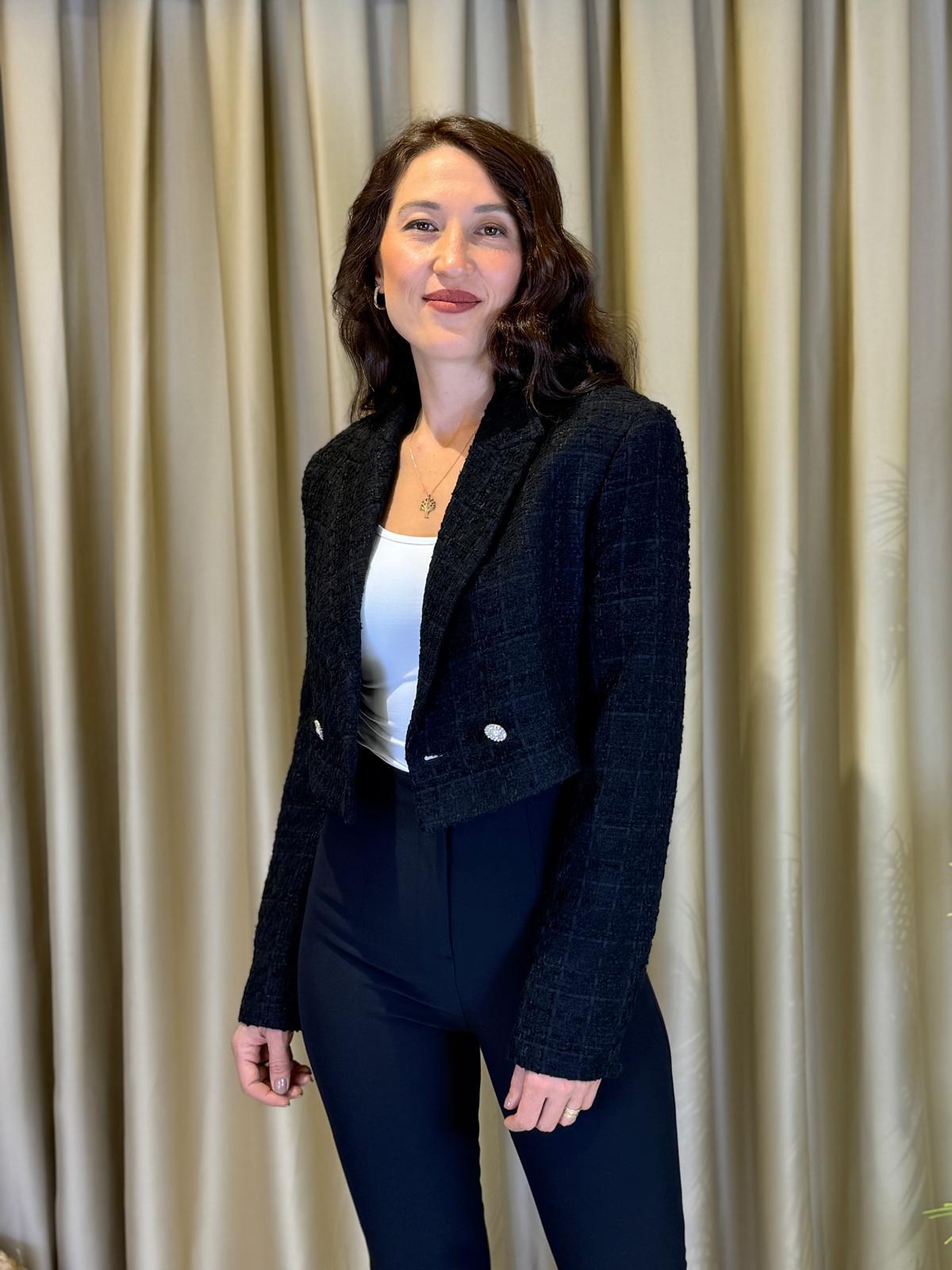 SİYAH CROP BLAZER CEKET