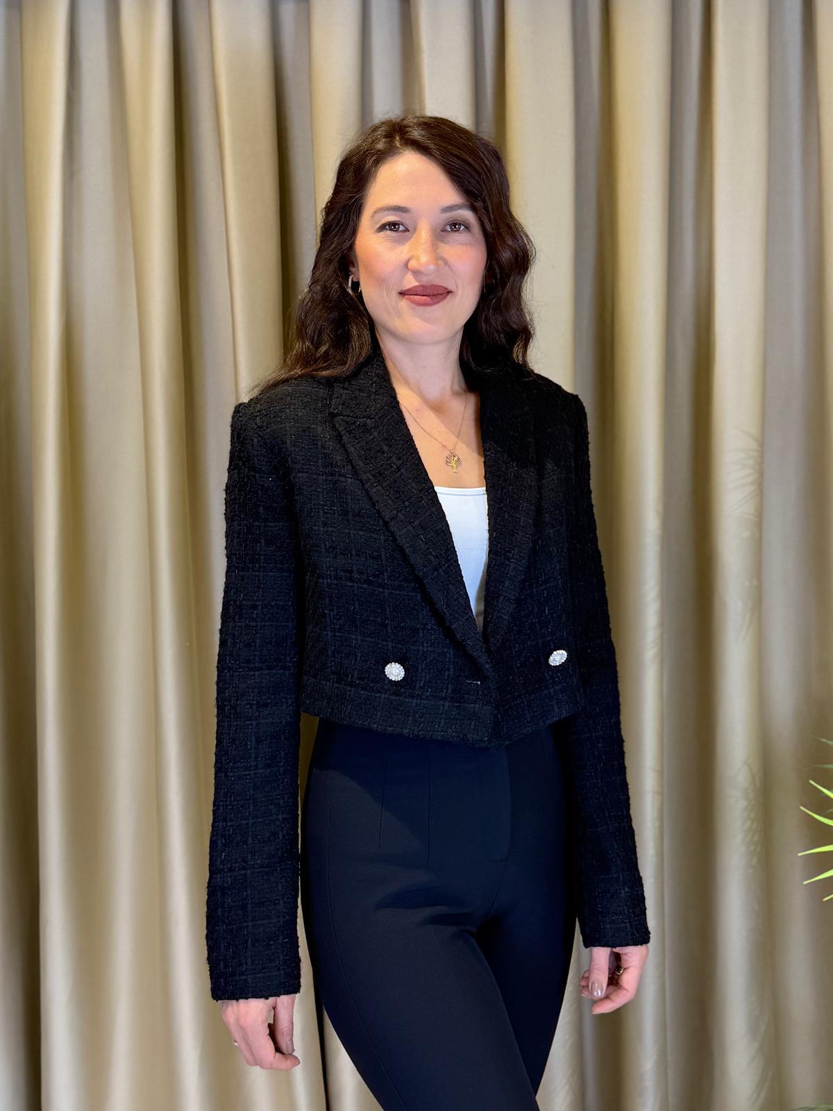 SİYAH CROP BLAZER CEKET