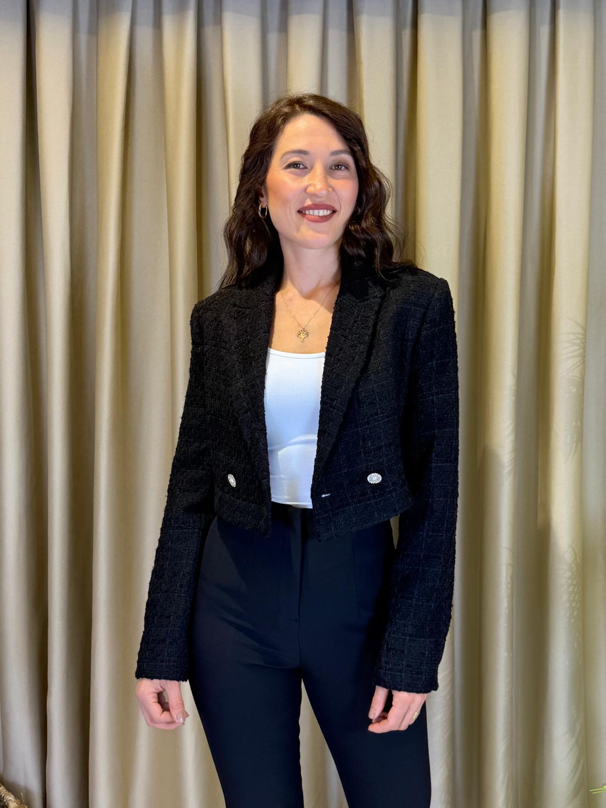 SİYAH CROP BLAZER CEKET