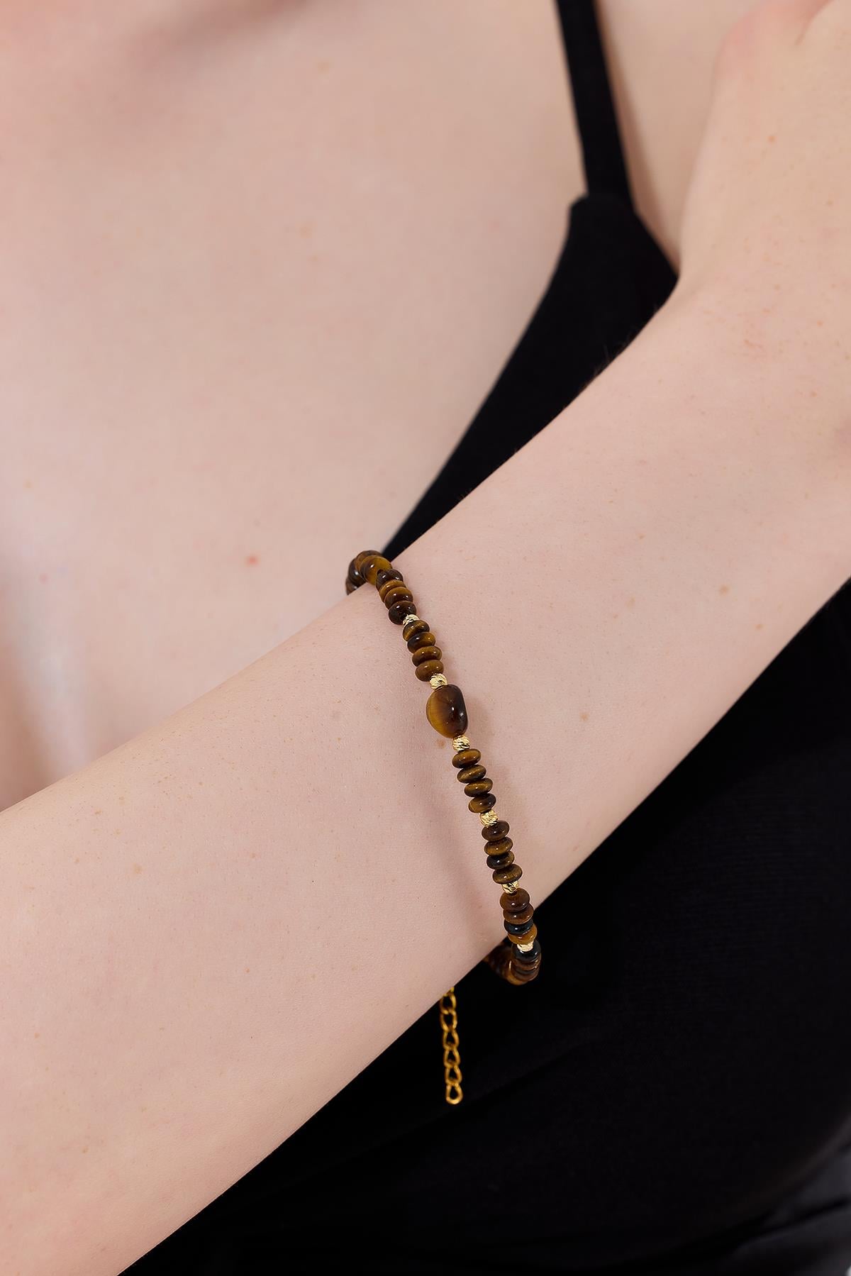 1.Kalite ( A Kalite ) Kaplangözü  Doğaltaş Özel Tasarım Bileklik 