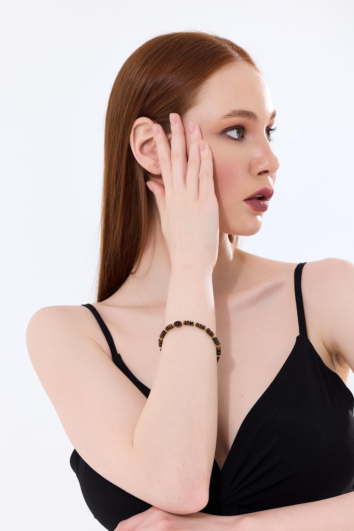 1.Kalite ( A Kalite ) Kaplangözü  Doğaltaş Özel Tasarım Bileklik 