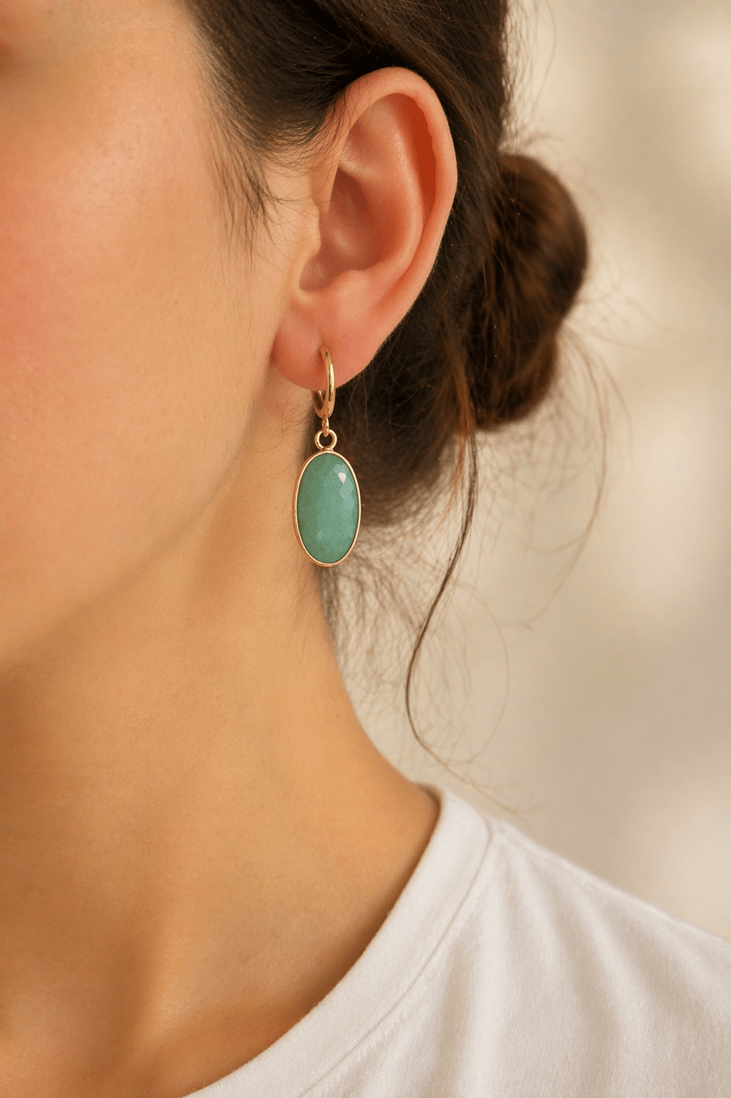 Amazonit Çelik Küpe R01