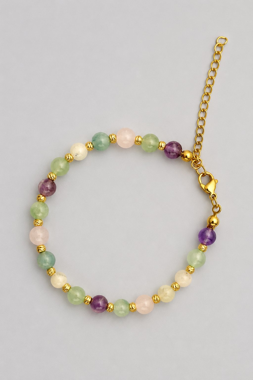 Doğaltaş Lüx Bileklik Ametist - Aquamarine - Ay taşı - Pembe Kuvars - Aventurin- Florit 