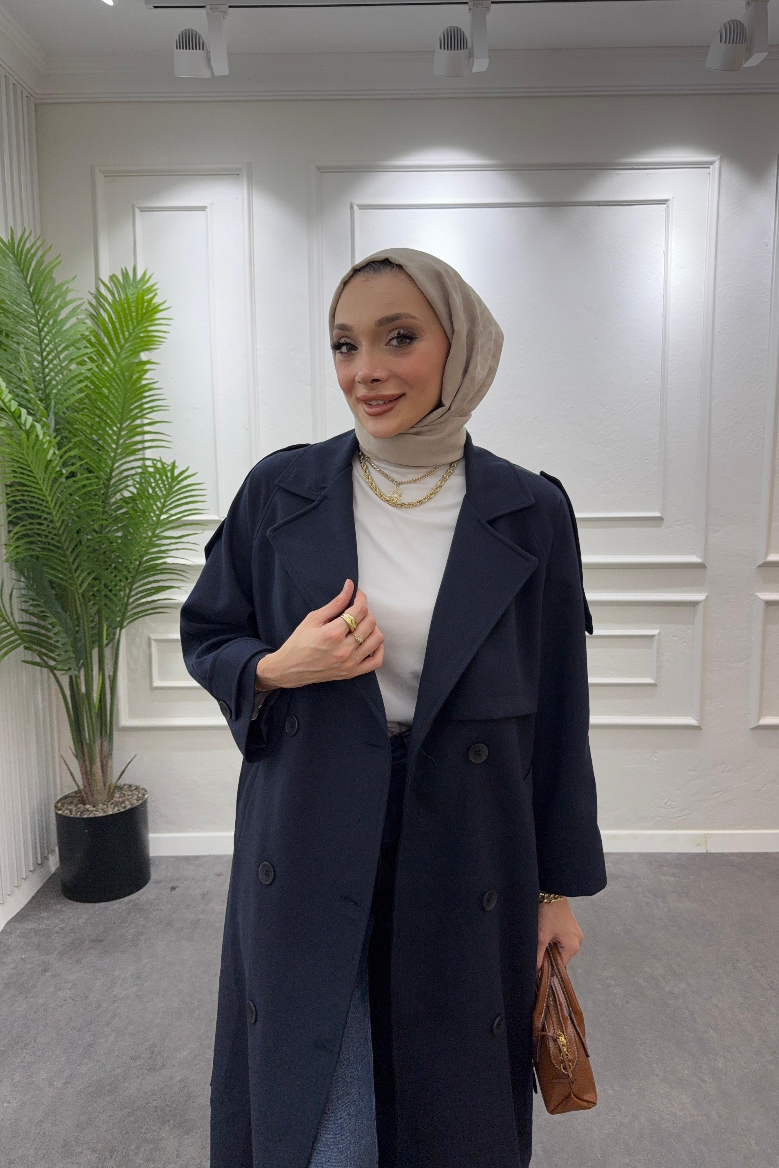 Premium Oversize Trençkot-Siyah