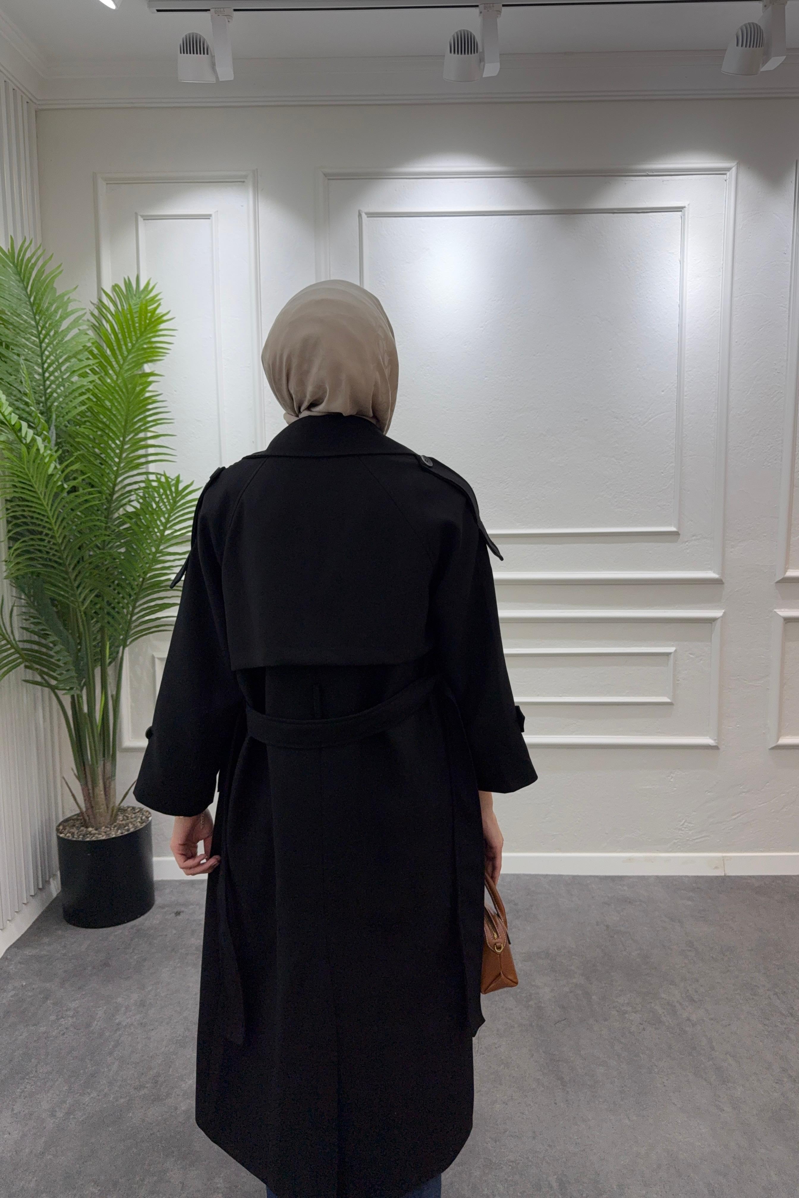 Premium Oversize Trençkot-Siyah