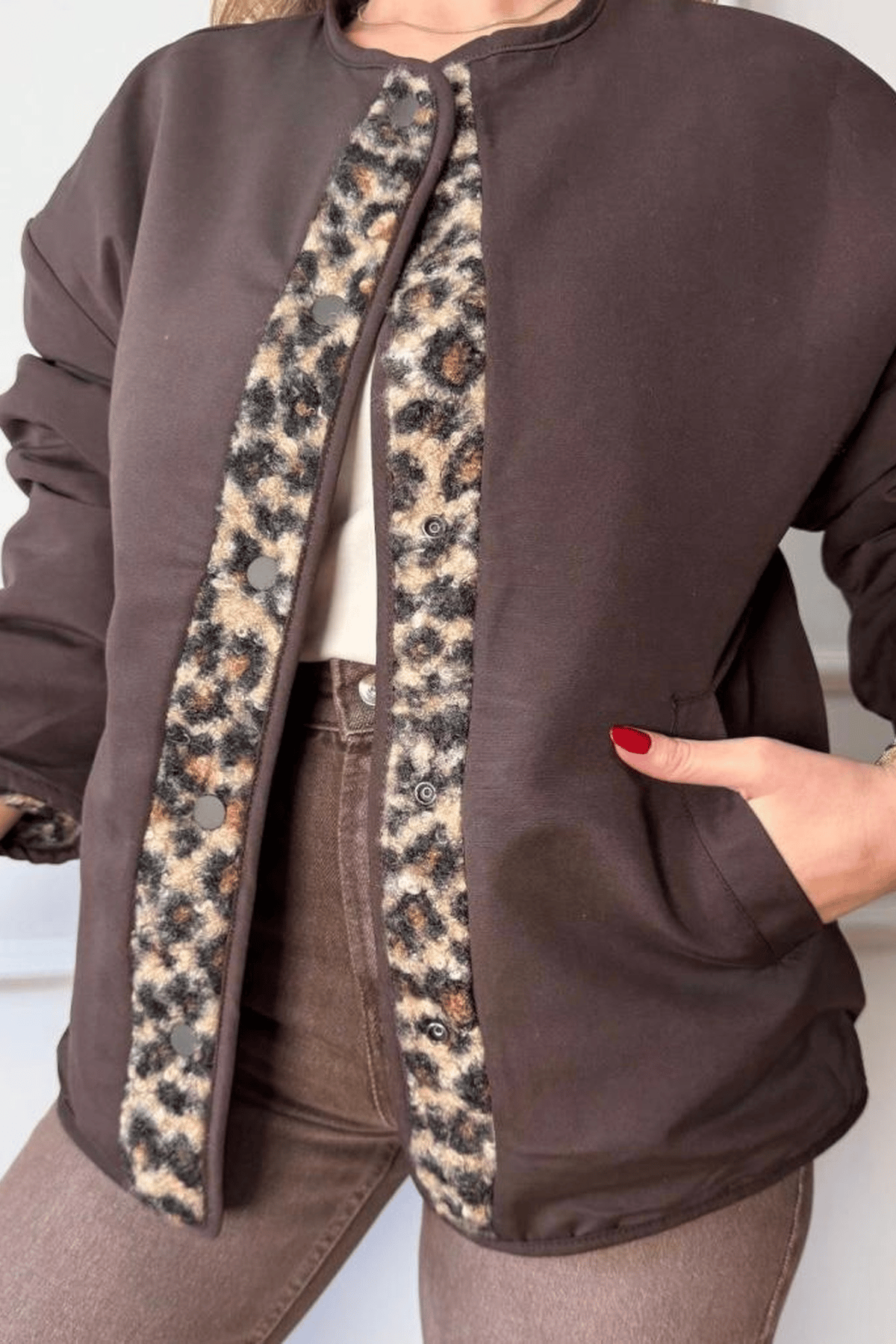 Leopar Çift Taraflı Ceket