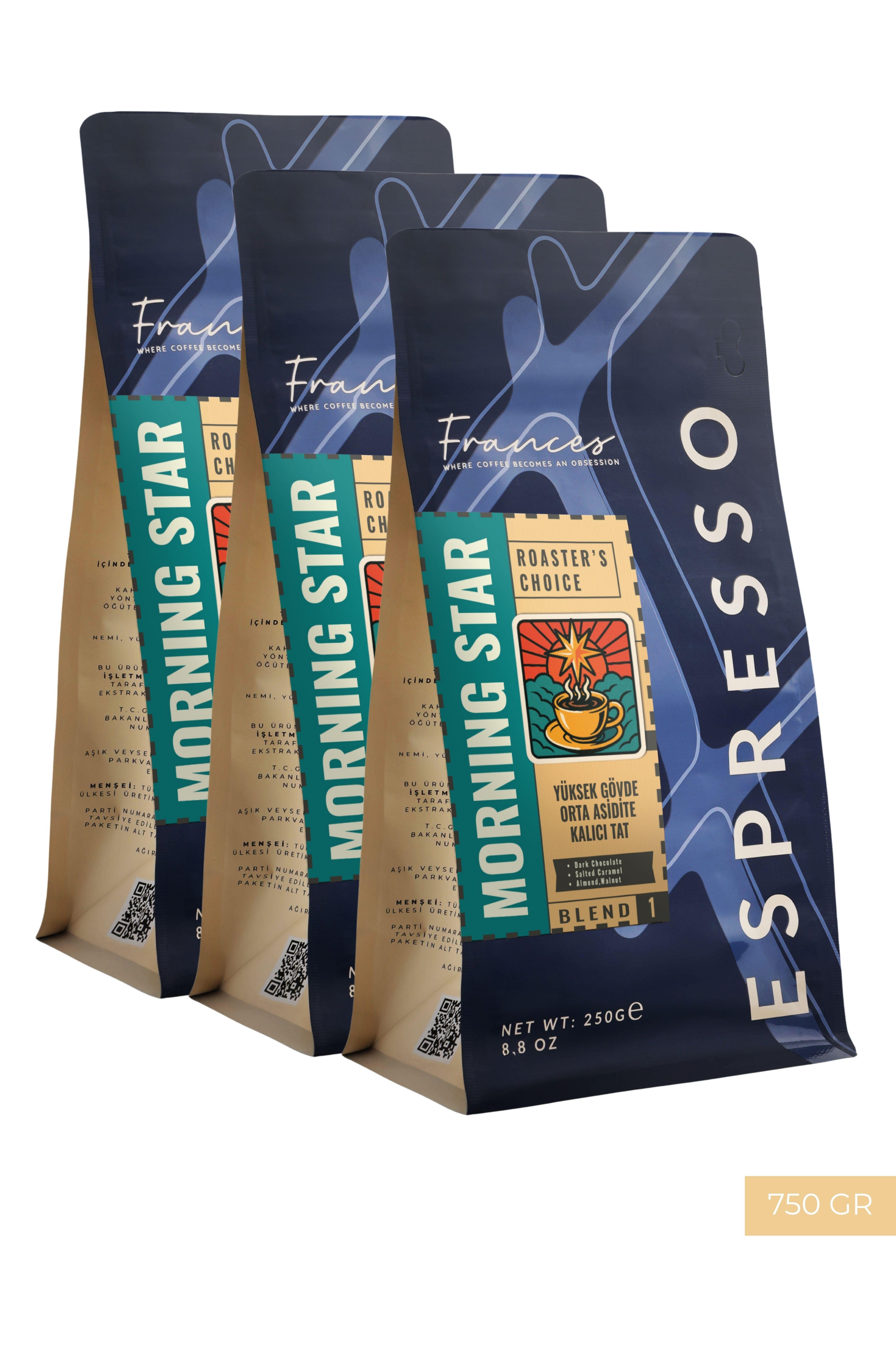 %100 Arabica Morning Star Espresso | Çekirdek Kahve | 3X250 GR